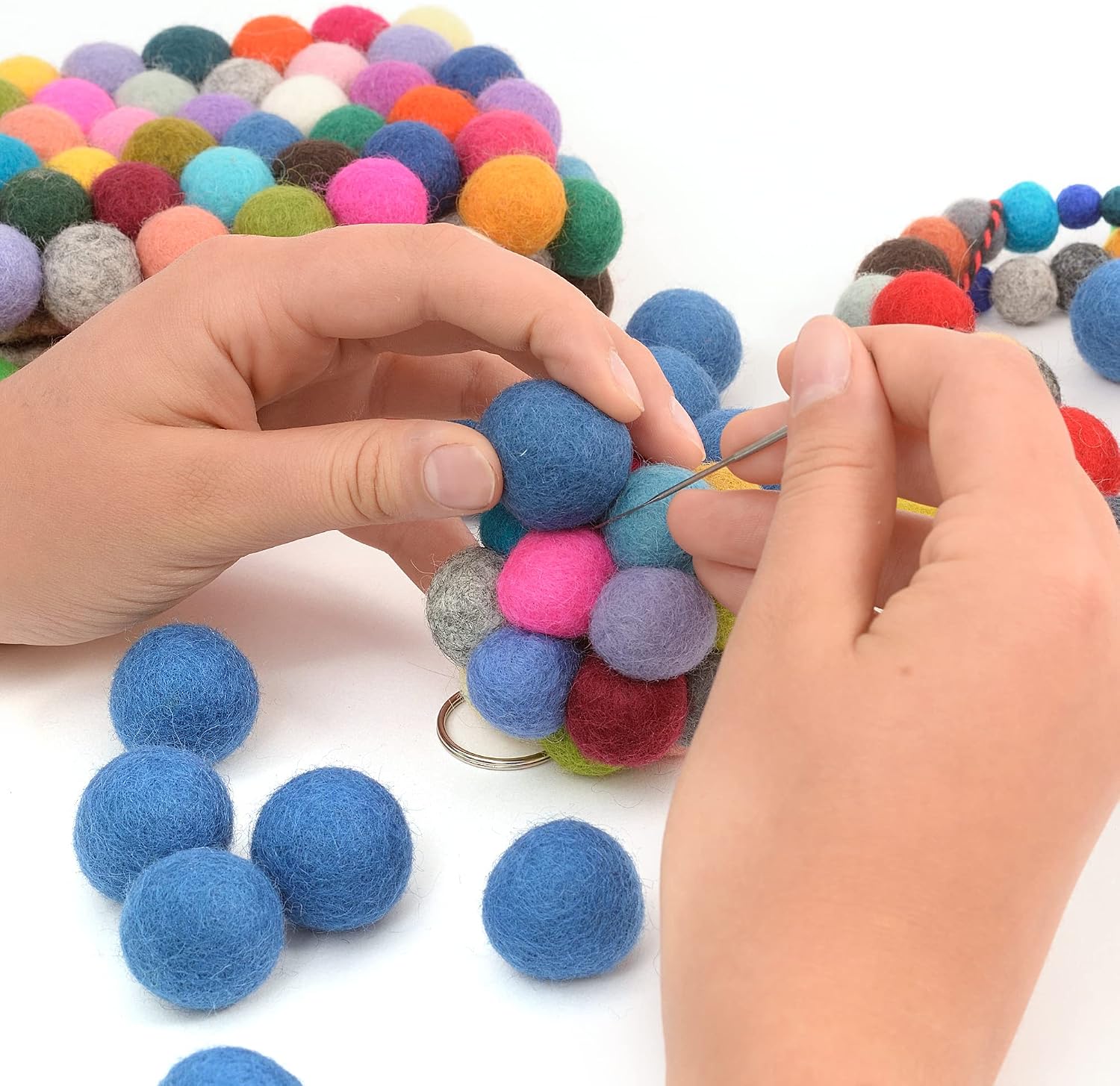 Glaciart One Felt Pom Pom, Felt Balls for Crafts (240 pcs) | 40 Rainbow Colors & 2 Sizes from 0.8 to 1 Inch | Perfect