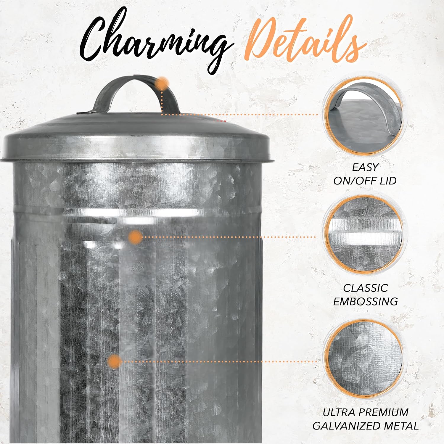 Autumn Alley Farmhouse Galvanized Metal Free Standing Toilet Paper Holder Organizer Stand Canister with Lid – Fits 3