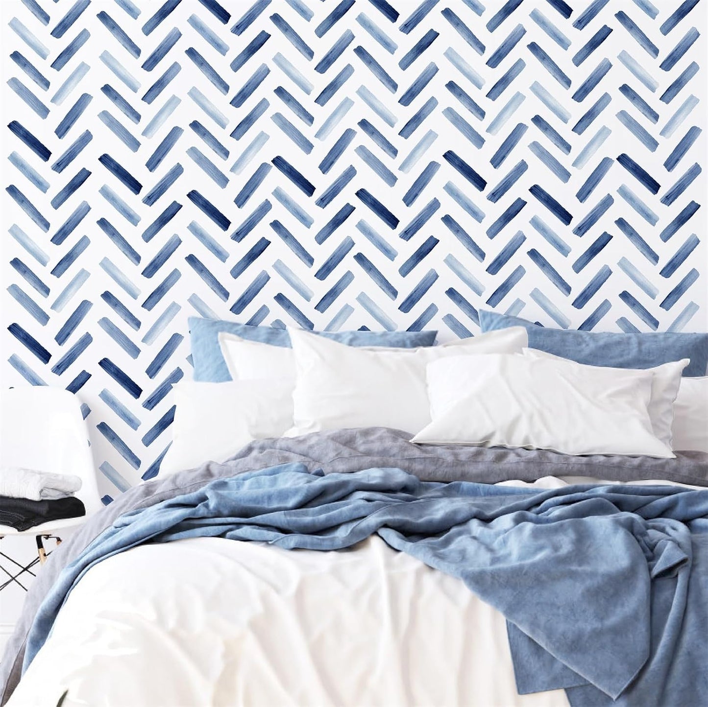 Watercolor Line Wall Decals Modern Wall Art Stickers Peel and Stick / Watercolor Blue Wall Sticker