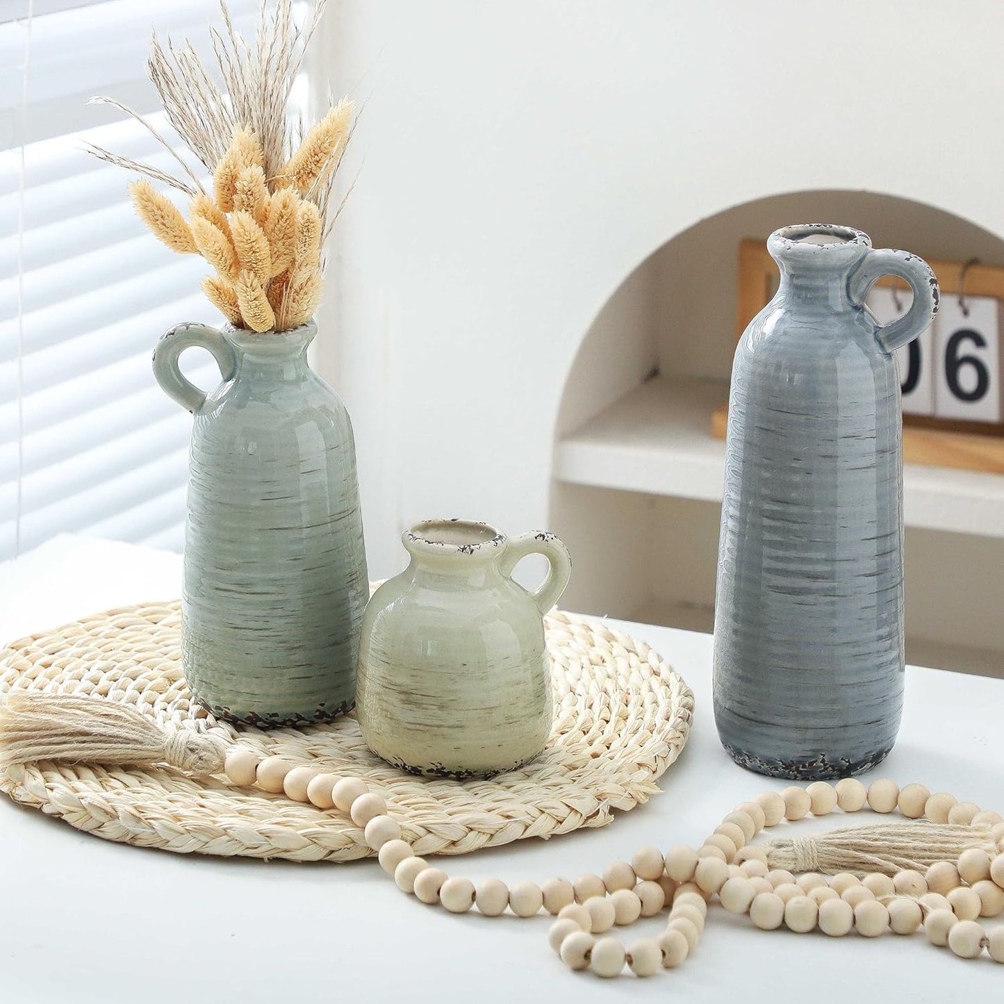Ceramic Vase / 010 Vase Set with Handle - Multicolor / Set of 3