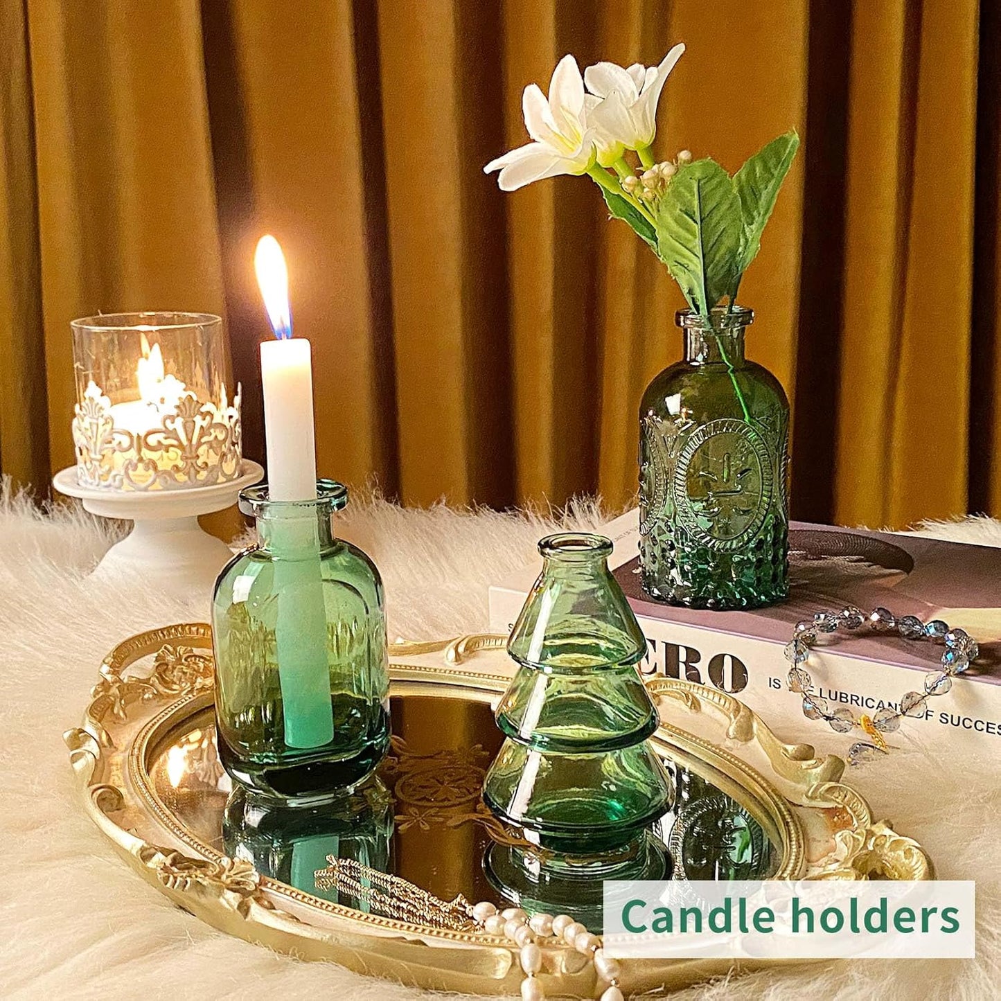 Glass Bud Vases in Bulk Pcs / Dark Green / Set of 30