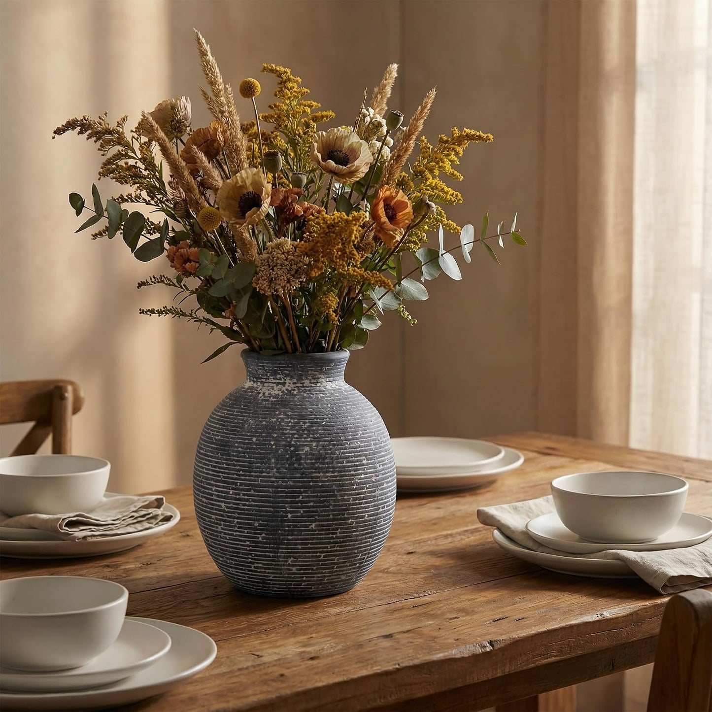 Ceramic Flower Vase / Dark Blue-7.4