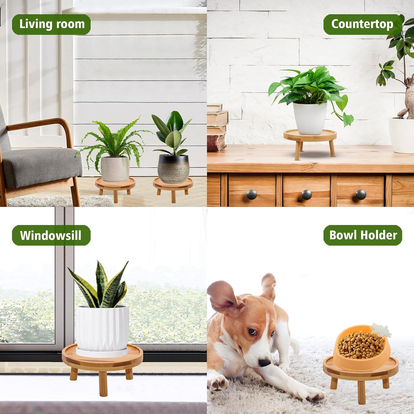 Mid Century Modern Plant Stand / Natural / Set of 2