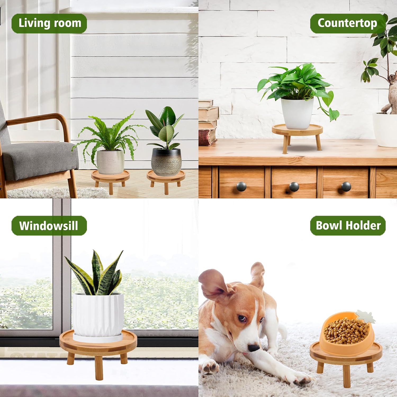Mid Century Modern Plant Stand / Natural / Set of 2