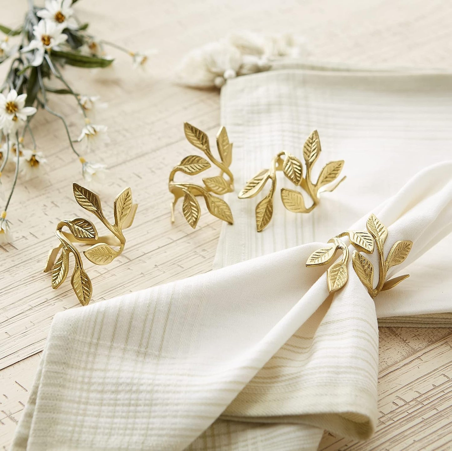 DII Christmas Thanksgiving Holiday Tabletop Décor Collection Decorative Napkin Ring Holder Set, 2.25" Diameter, Gold