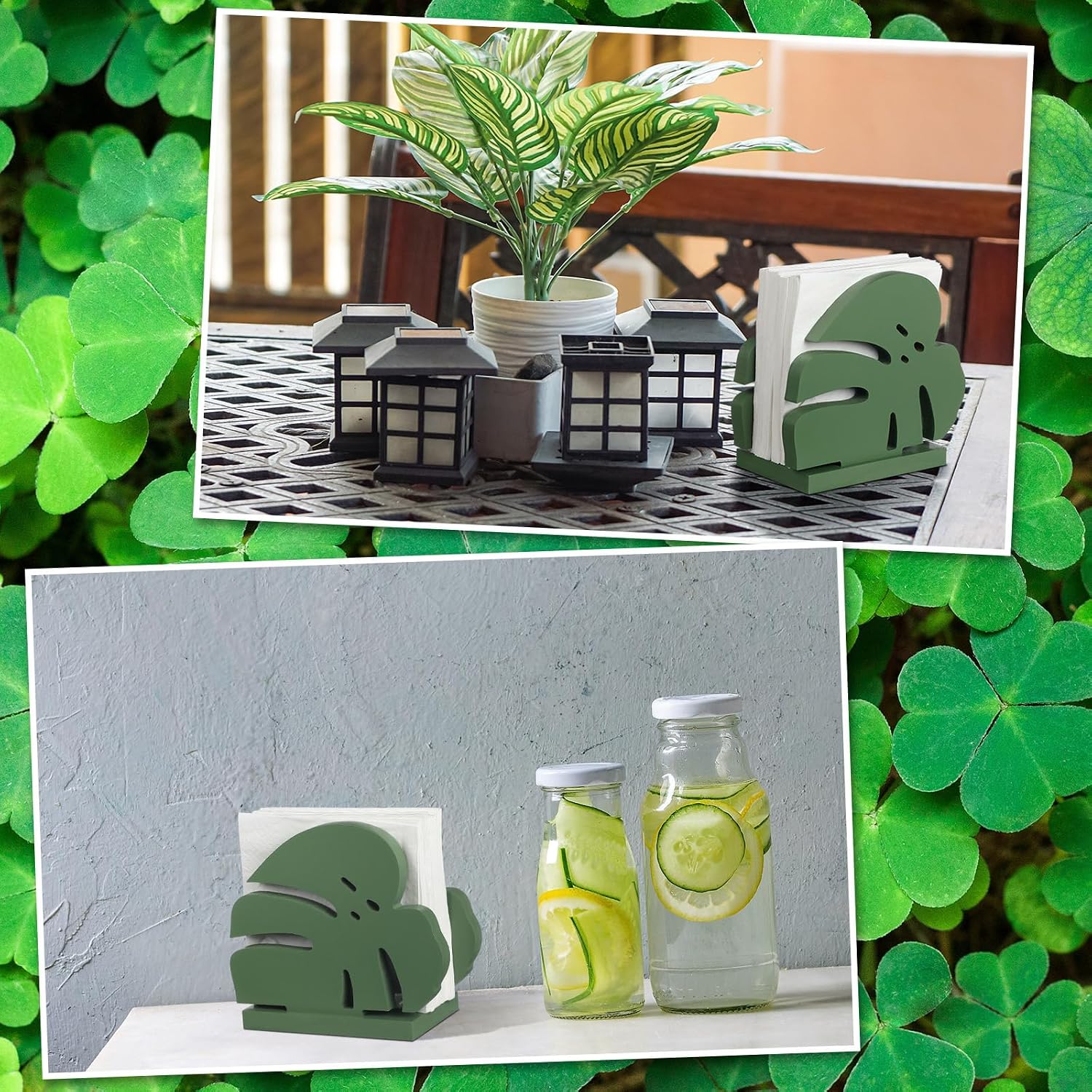 Napkin Holder Wooden Table Centerpiece Freestanding Paper Towel Dispenser Suitable / Palm Leaf