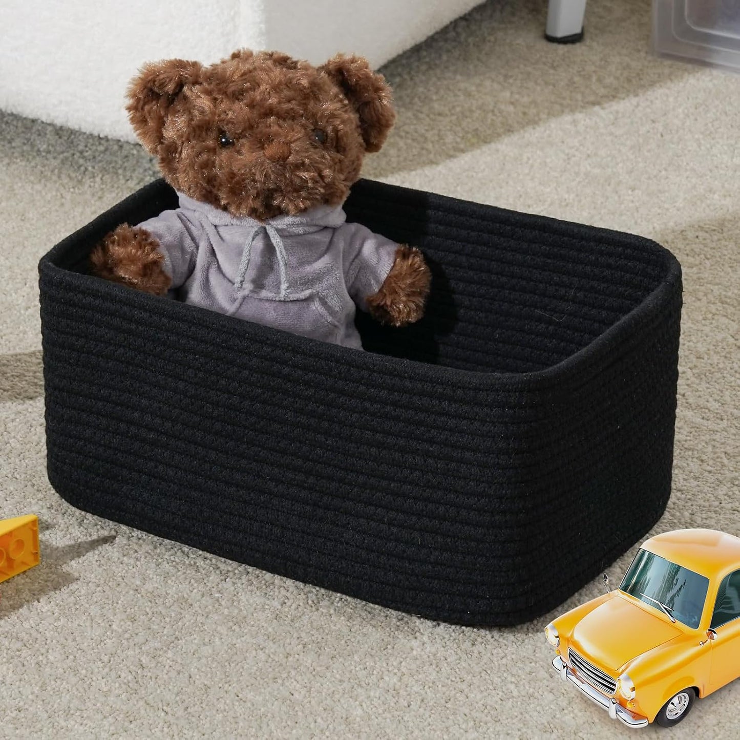 Woven Shelf Toy Basket / 11.8"lx7.8"wx5.1"h / Black / Set of 3