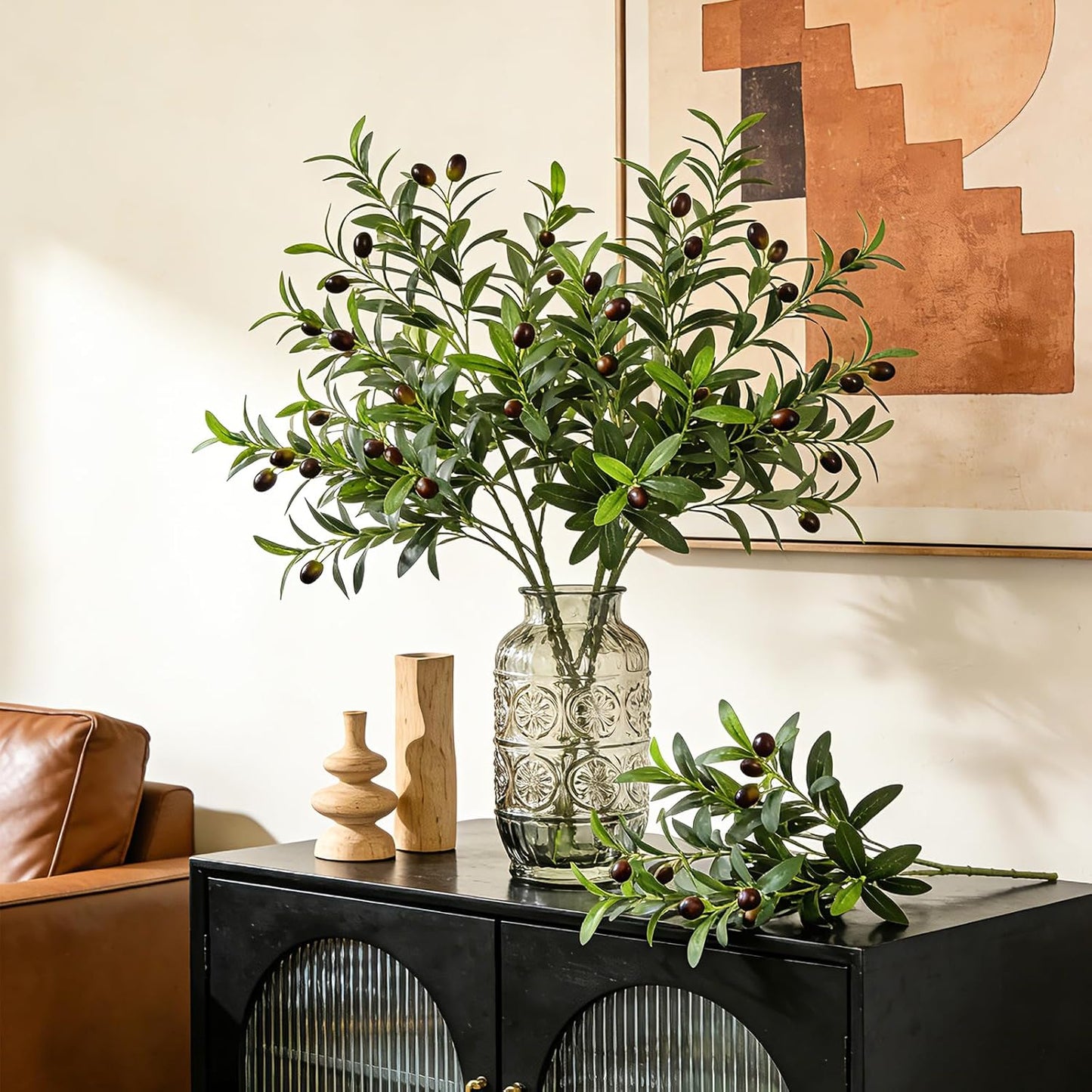 Artificial Olive Branches / Black / 35.8 Inch / Set of 5