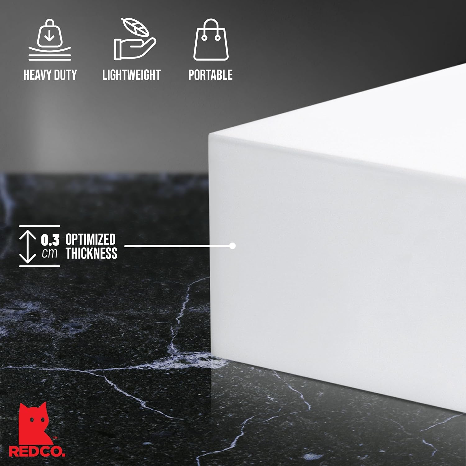 Red Co. Set of 3 Glossy White Acrylic Cube Display Nesting Risers with Hollow Bottoms
