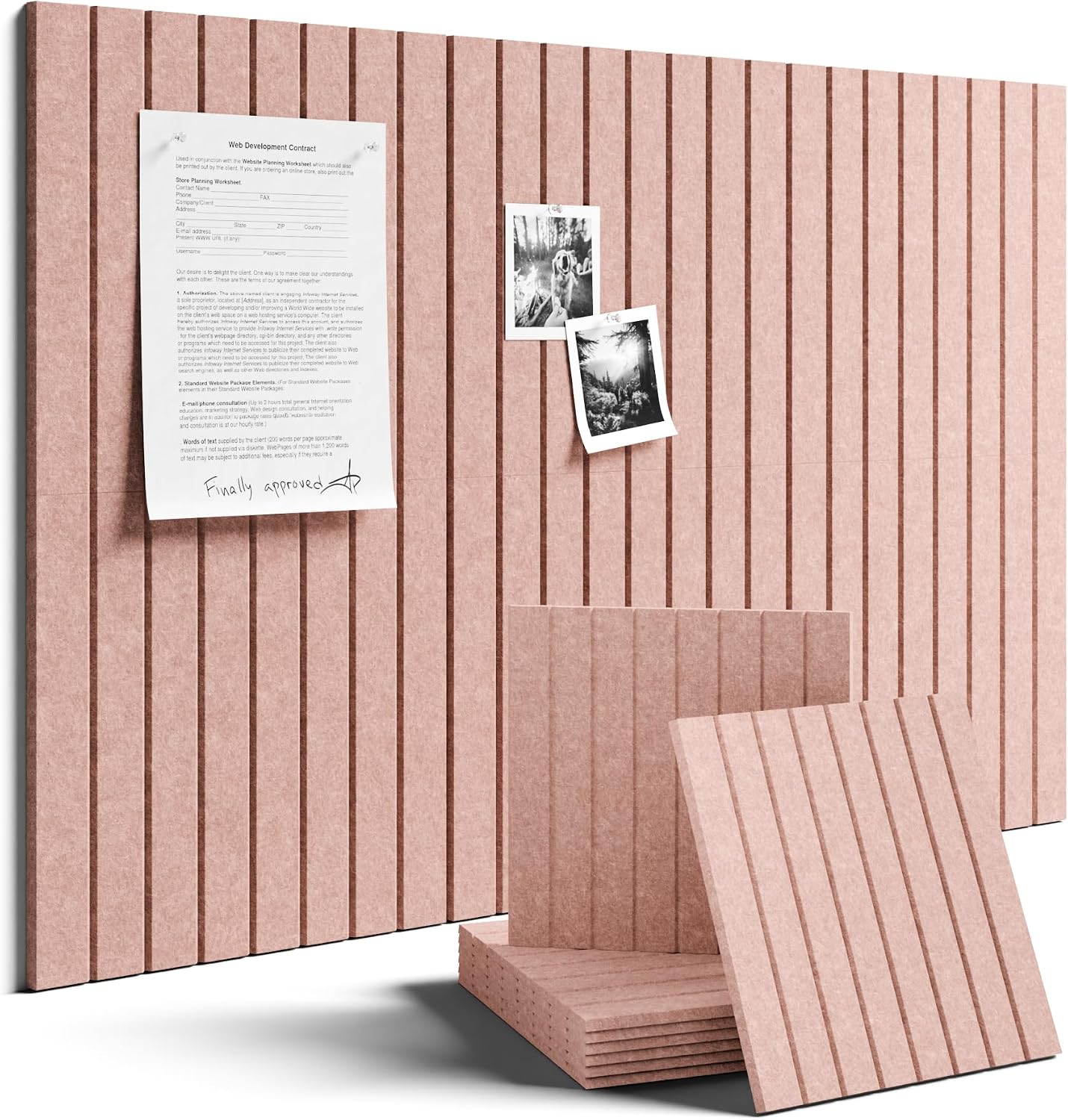 Fluxynara 36" x 24" Large Felt Bulletin Board, Pink