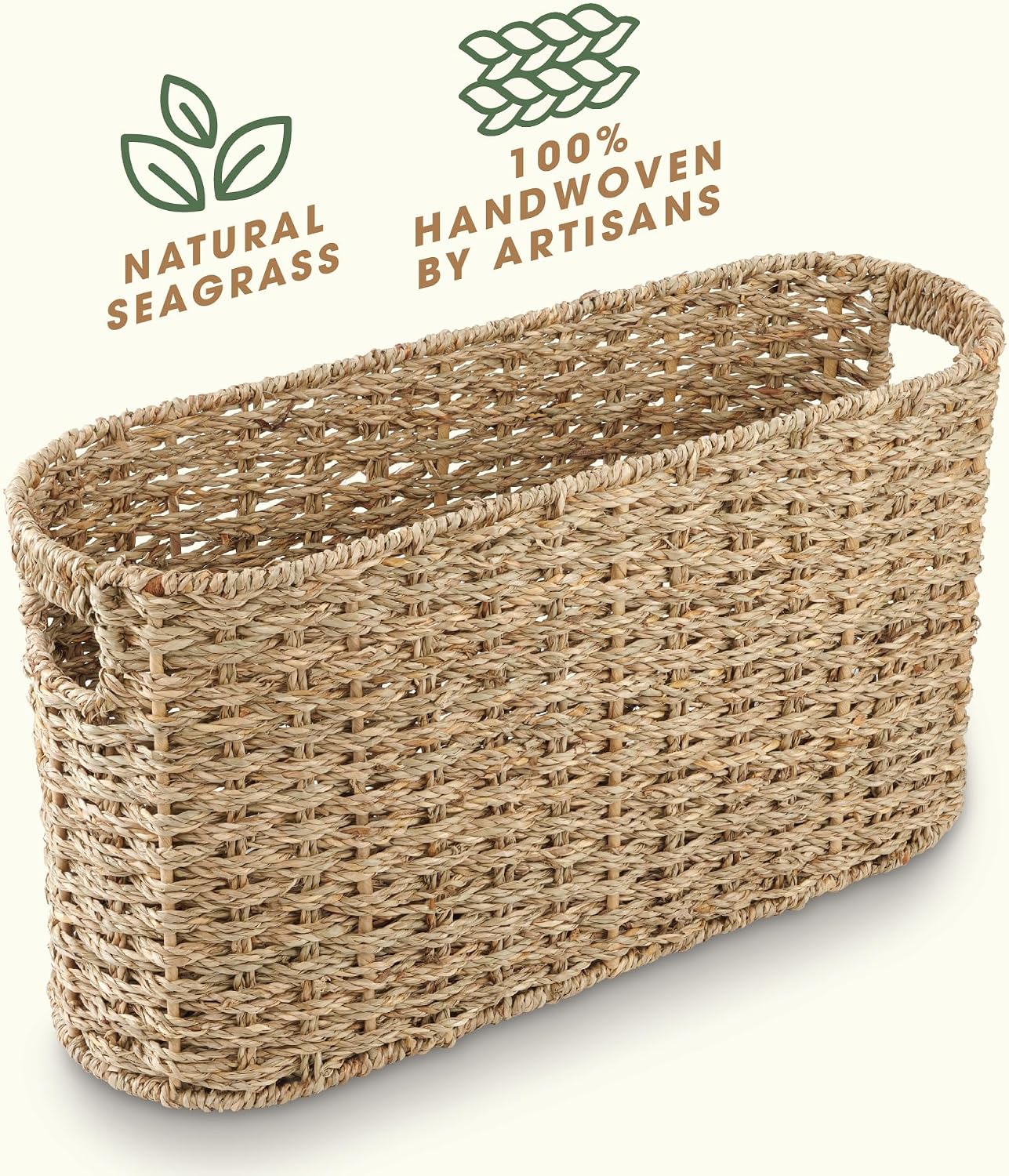 Seagrass Toilet Paper Storage Basket / Natural Seagrass / 6 Mega Rolls