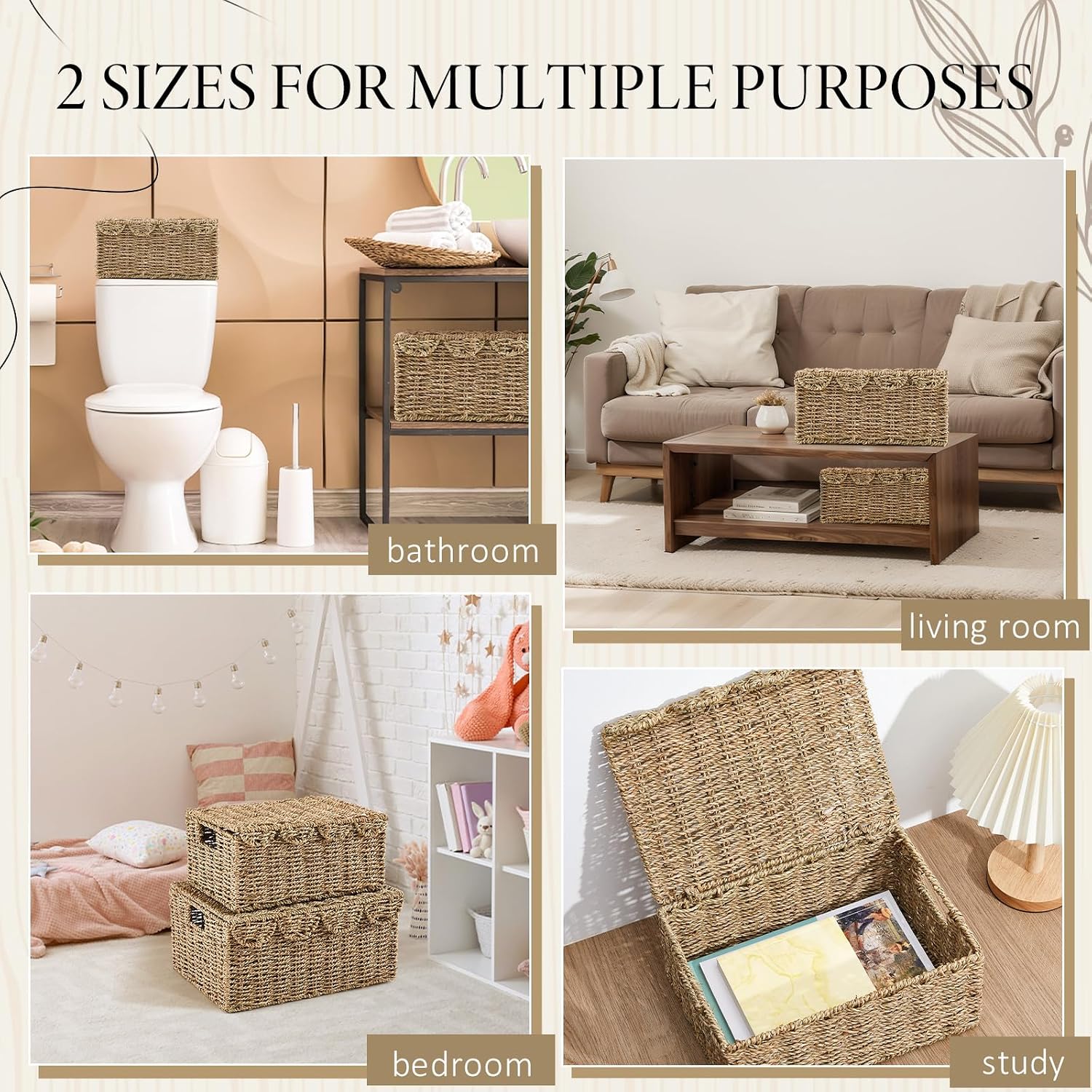 Scalloped Edge Wicker Basket Set / Seagrass / Set of 2