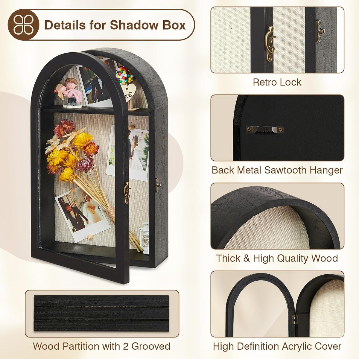 DGWJSU Shadow Box Frame 10x16 Large Shadow Boxes Display Cases with Linen Back and Removable Shelves, Picture Frame