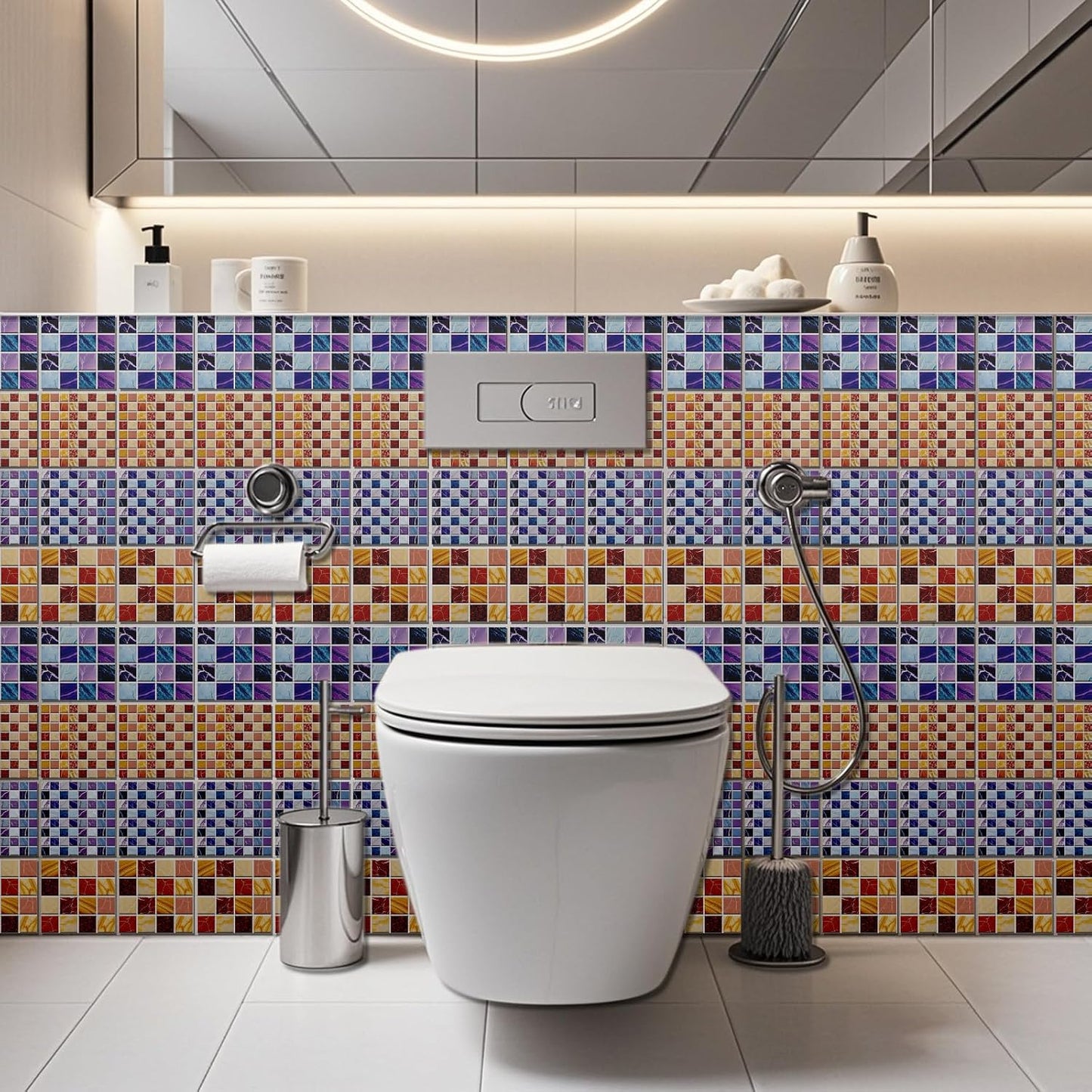 Peel and Stick Mosaic Tile Stickers Waterproof Self / Various Mosaic Style / 4 x 4 / Set of 36