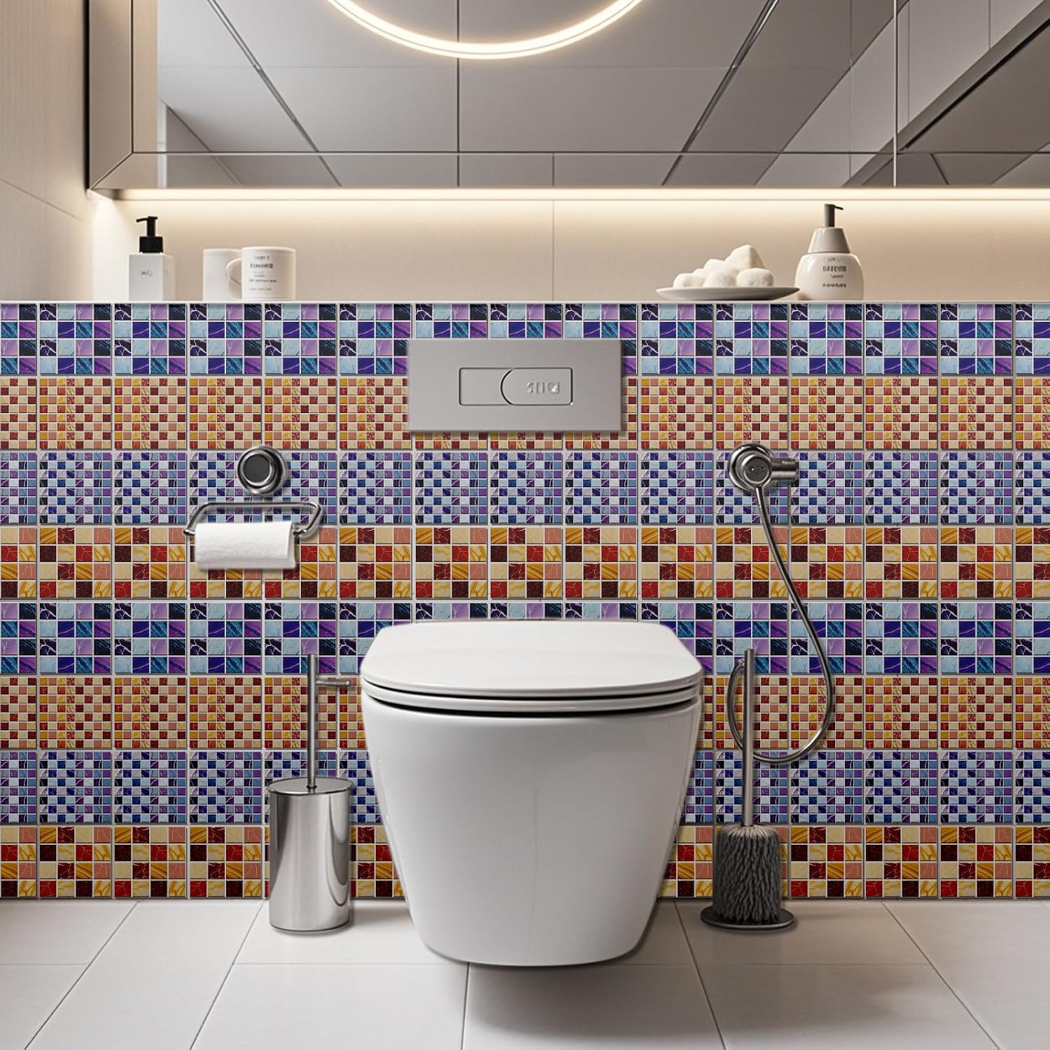 Peel and Stick Mosaic Tile Stickers Waterproof Self / Various Mosaic Style / 4 x 4 / Set of 36