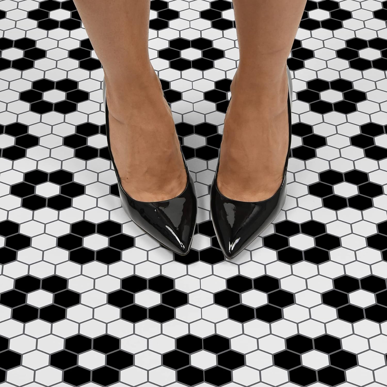 Biscotto Peel & Stick Floor Tiles / 12"L x 12"W x 0.06"T / Black