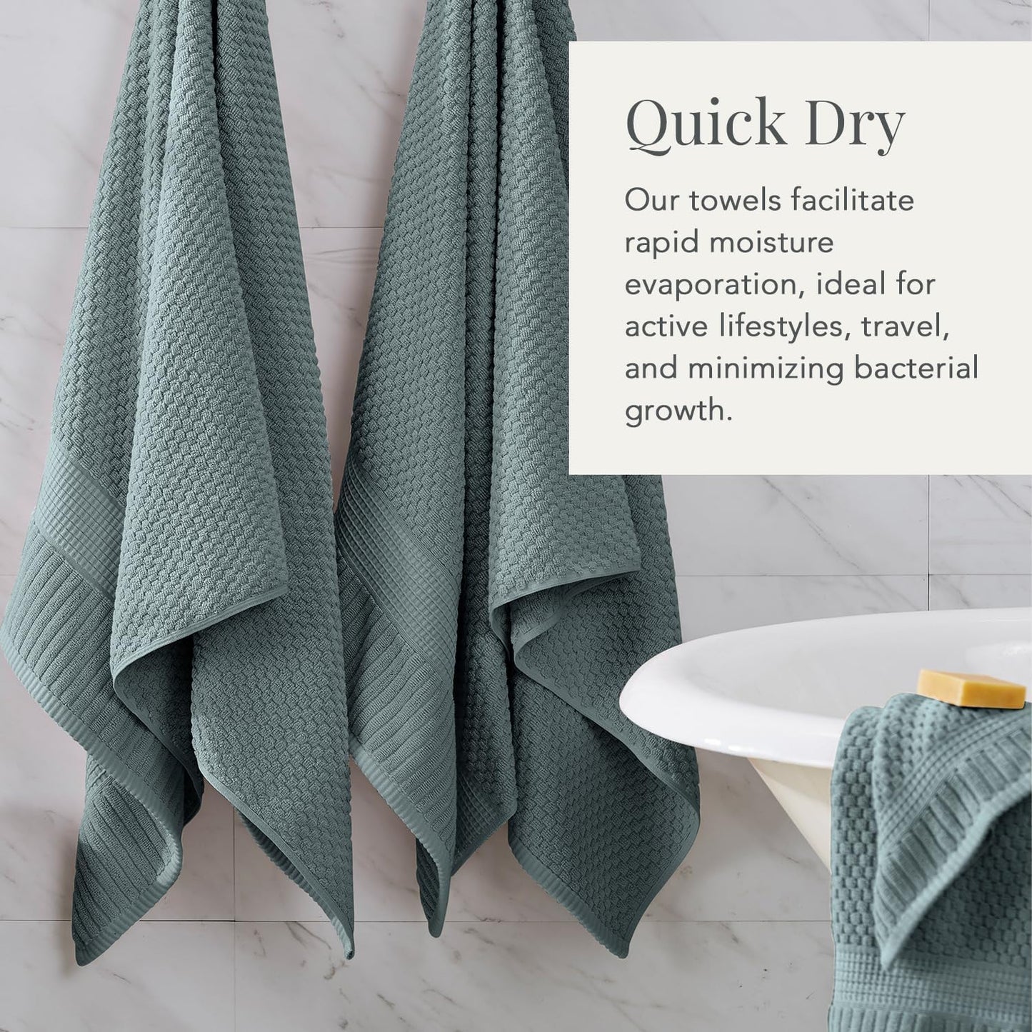 NY Loft 100% Cotton 6-Piece Bath Towel Set | Stormy | Oeko-TEX | Quick-Dry | 30" x 52" Bath Towels | 16" x 28" Hand