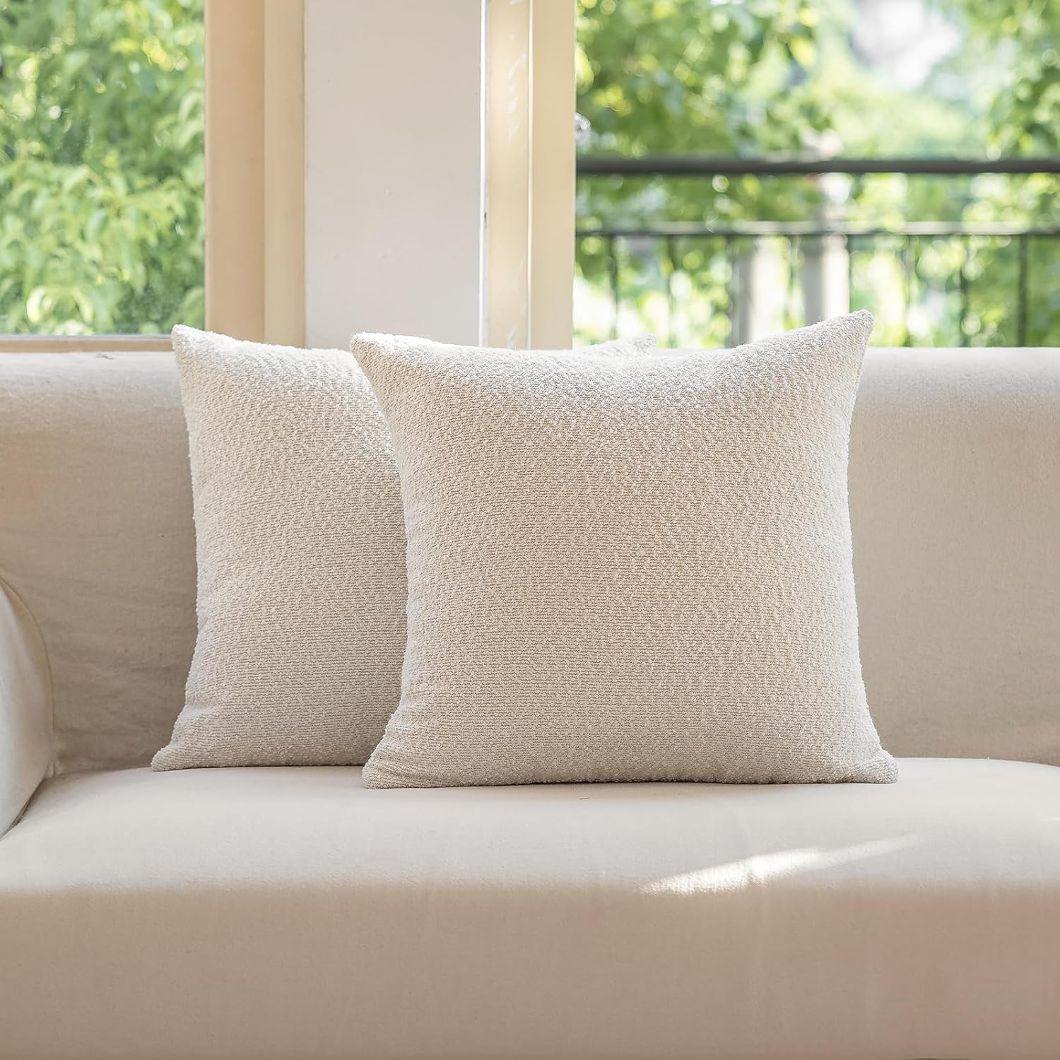 Decorative Throw Pillow Covers / Cream / 16 x 16 / Set of 2