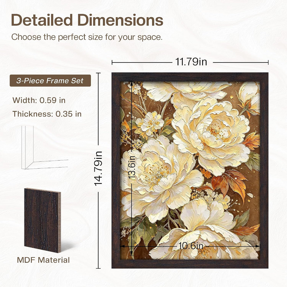 11x14 Picture Frame 3 Pack, Wall Mount & Tabletop Display, Walnut | Walnut Wood Grain, Clear Shatterproof Cover