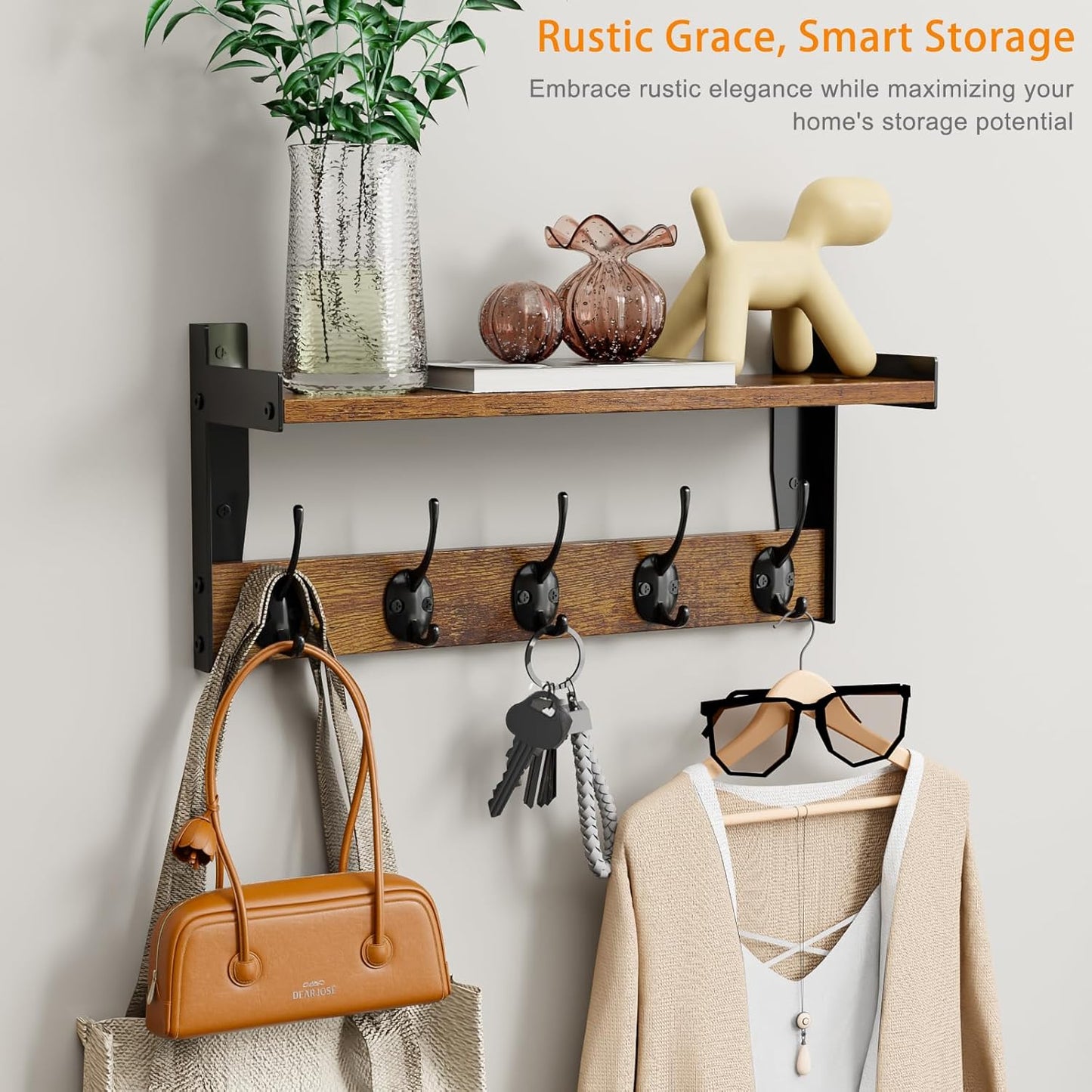 Wood Coat Rack / 16 Inch Long