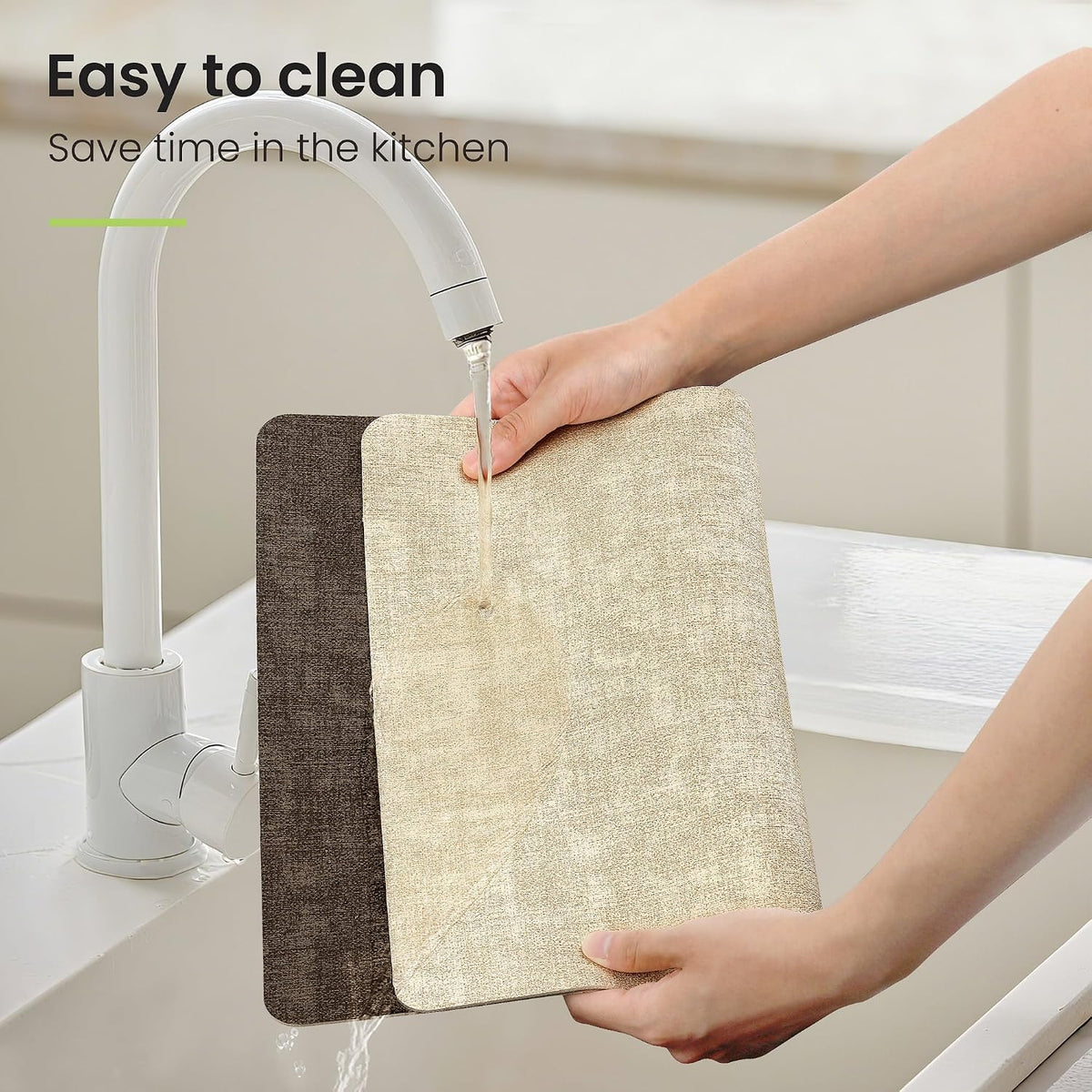 Fyvva Placemats Set of 6 Wipeable Reversible Faux Leather with Coasters | Waterproof, Non-Slip Rectangular Table Mats