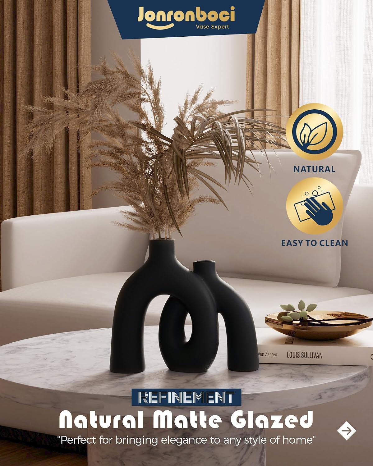 Modern Nordic Minimalist Decorative Vase / Matte Black