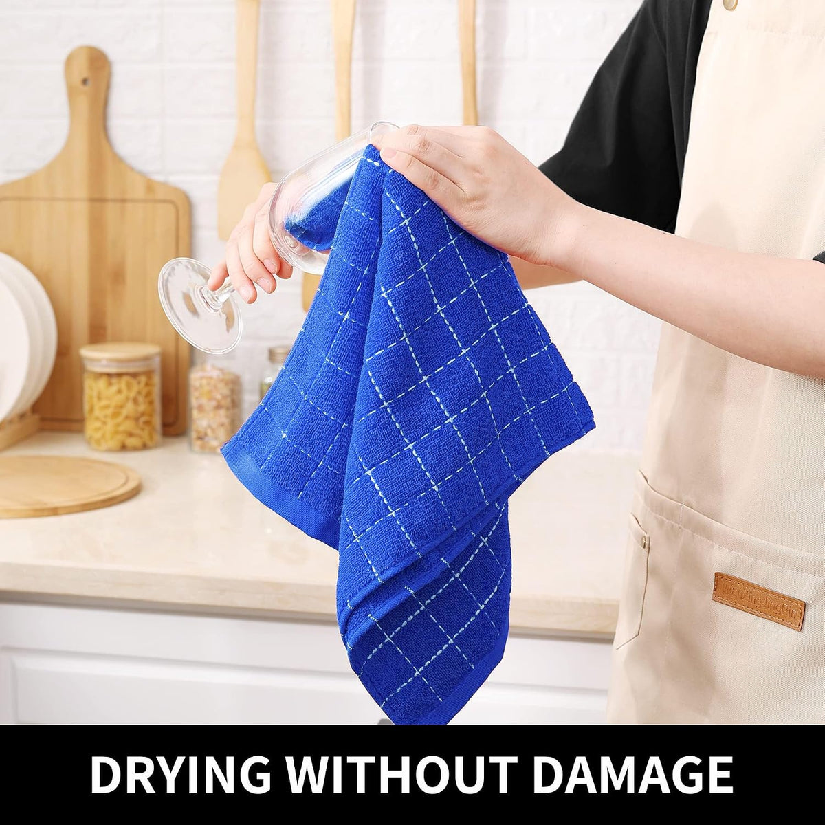 Homaxy 100% Cotton Terry Kitchen Towels, 6 Pack, Blueberry | Ultra Soft and Absorbent Dish Towels for Kitchen, Suitable