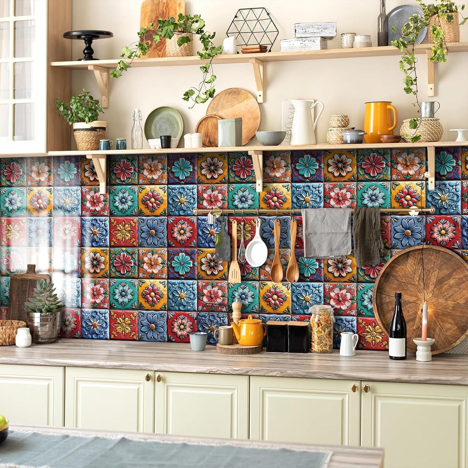 Removable Decals / Peel and Stick Backsplash Tiles / Art-04 / 5.9 x 5.9 / Set of 12