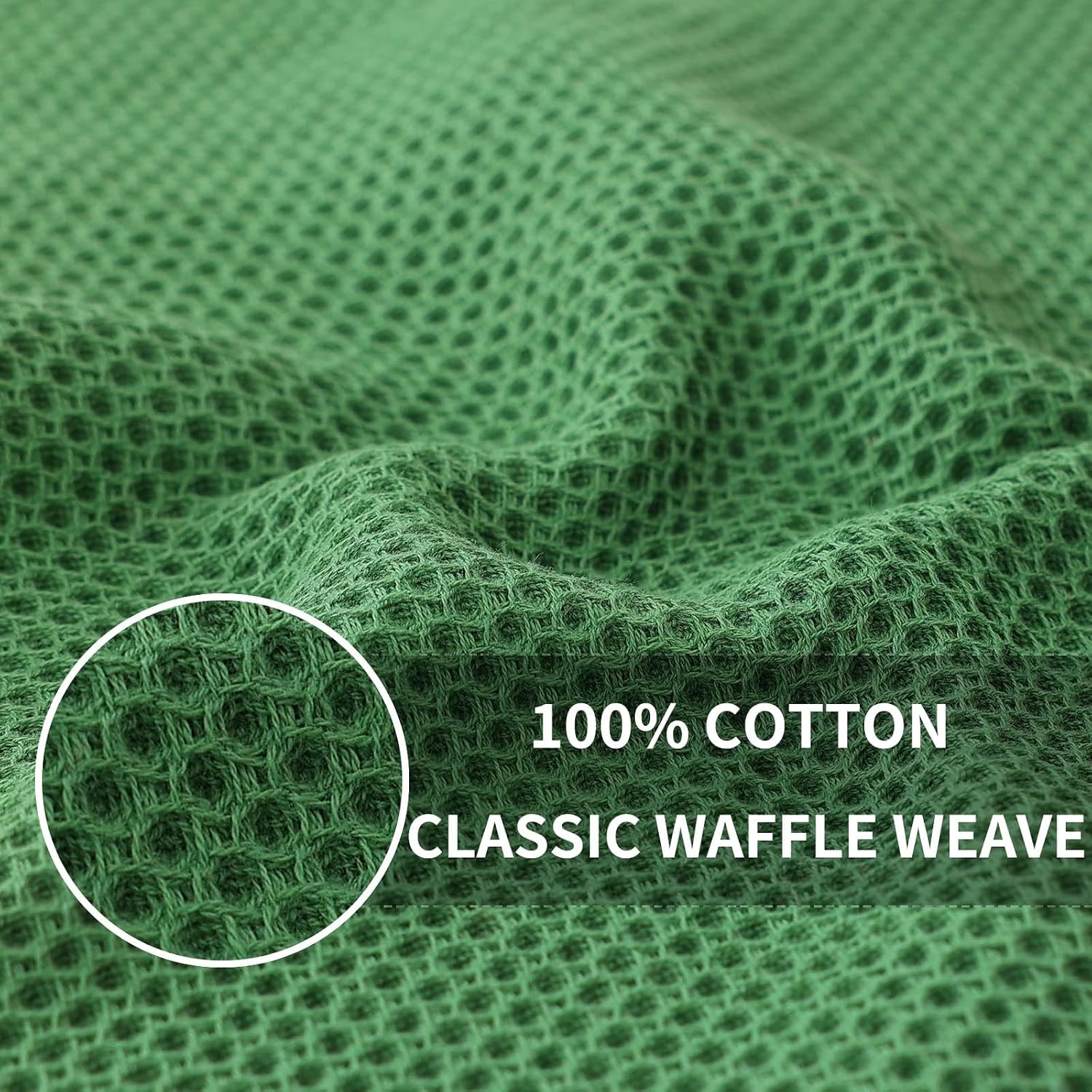 Homaxy 100% Cotton Waffle Weave Kitchen Dish Towels 12-Pack, Grass Green | 13 x 28 Inches, Ultra Soft Absorbent Dish