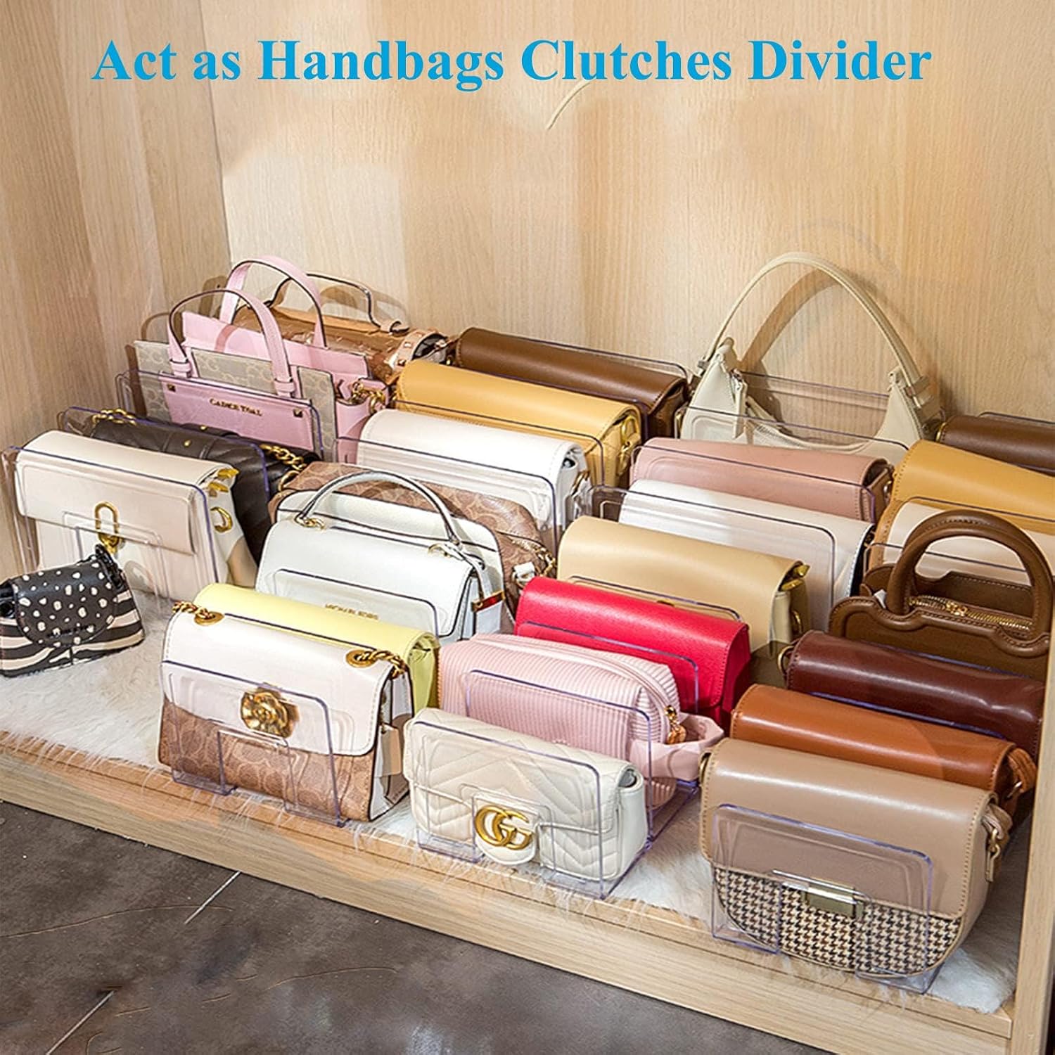 Sturdy Desk File Organizer Shelf Book Holder Purse Handbag Clutch Divider File / Clear / Set of 4