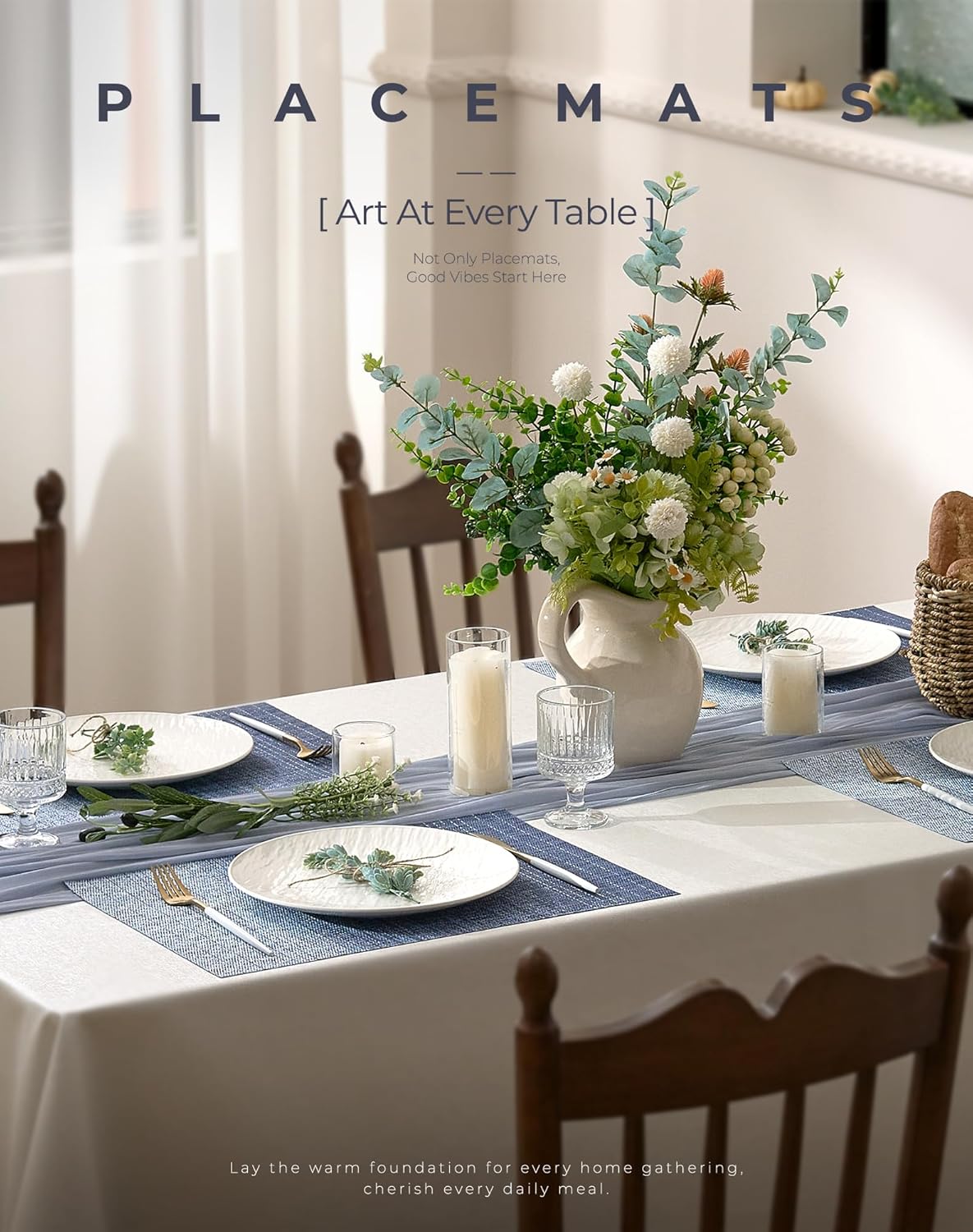 Gradient Blue Woven Placemats / D1- Gradient Blue / Set of 8