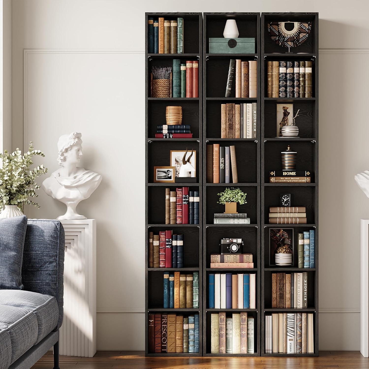Floor Standing Display Storage Shelves in Tall / Vintage Black / 71 Inch