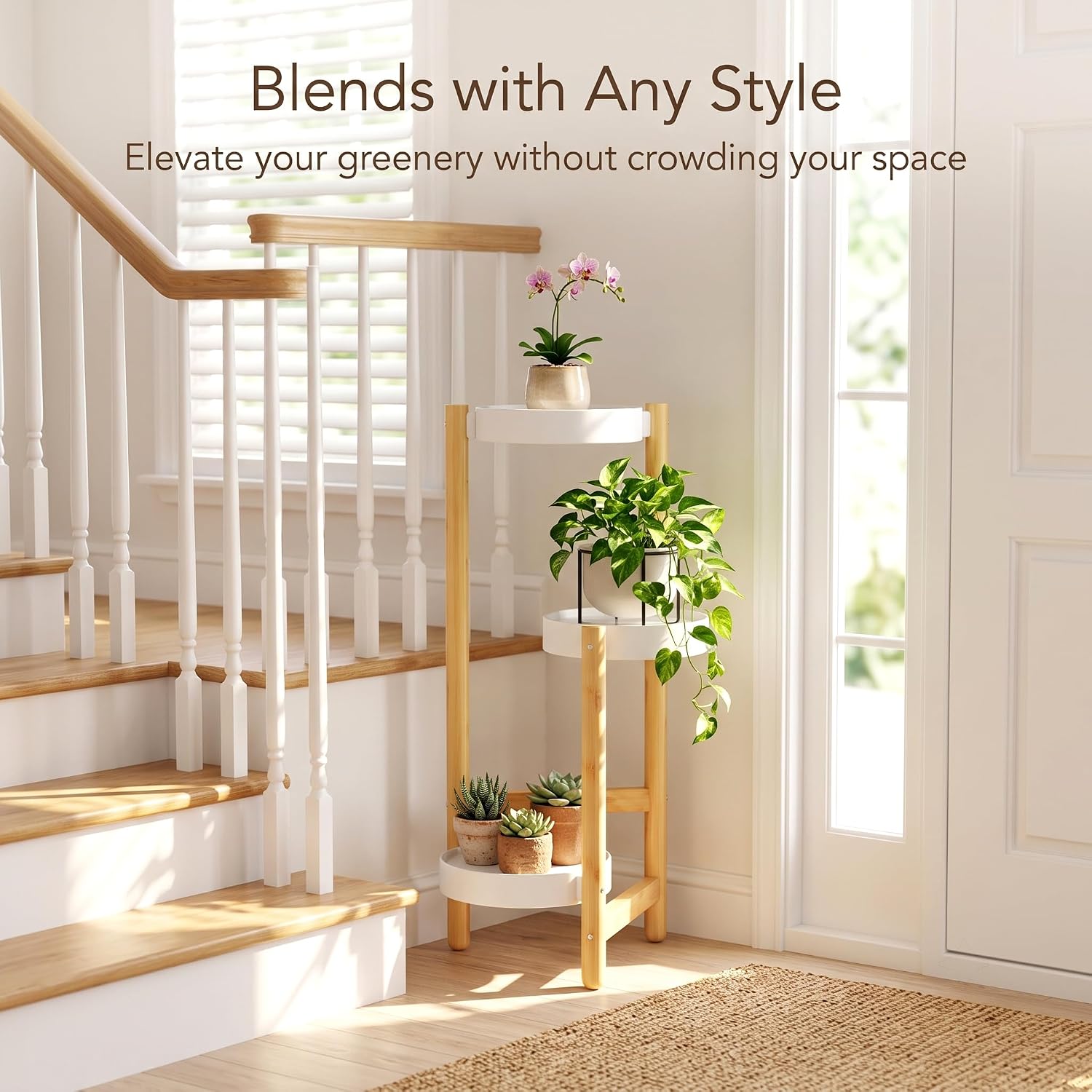 APRTAT 3-Tier Tall Bamboo Plant Stand for Indoor Plants | Natural Bamboo Waterproof Coating Enhanced Stability Easy