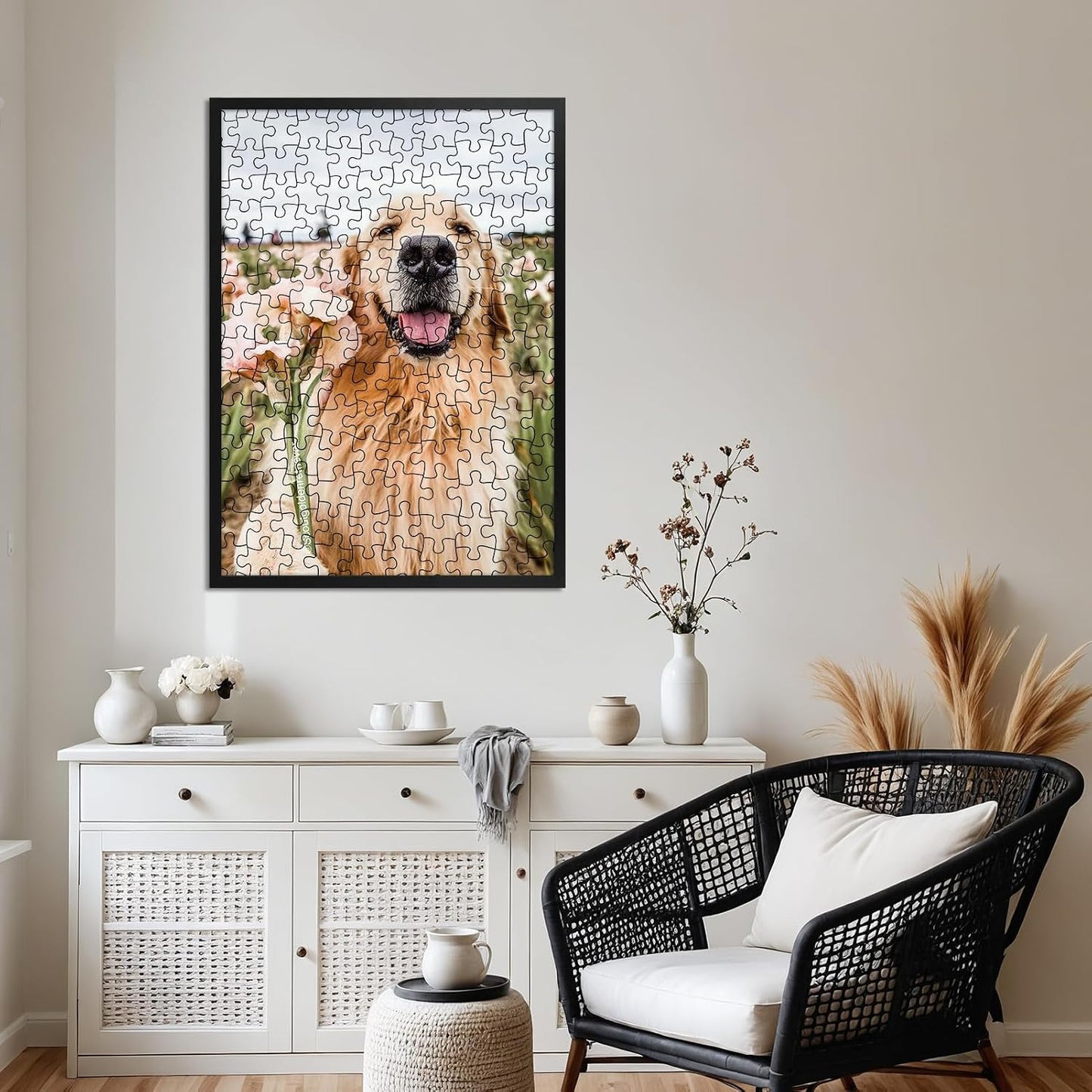Giftgarden 19.7x27.6 Puzzle Frame Black, 50x70cm Picture Frame for 1000 Pieces Puzzles Wall Display, Single