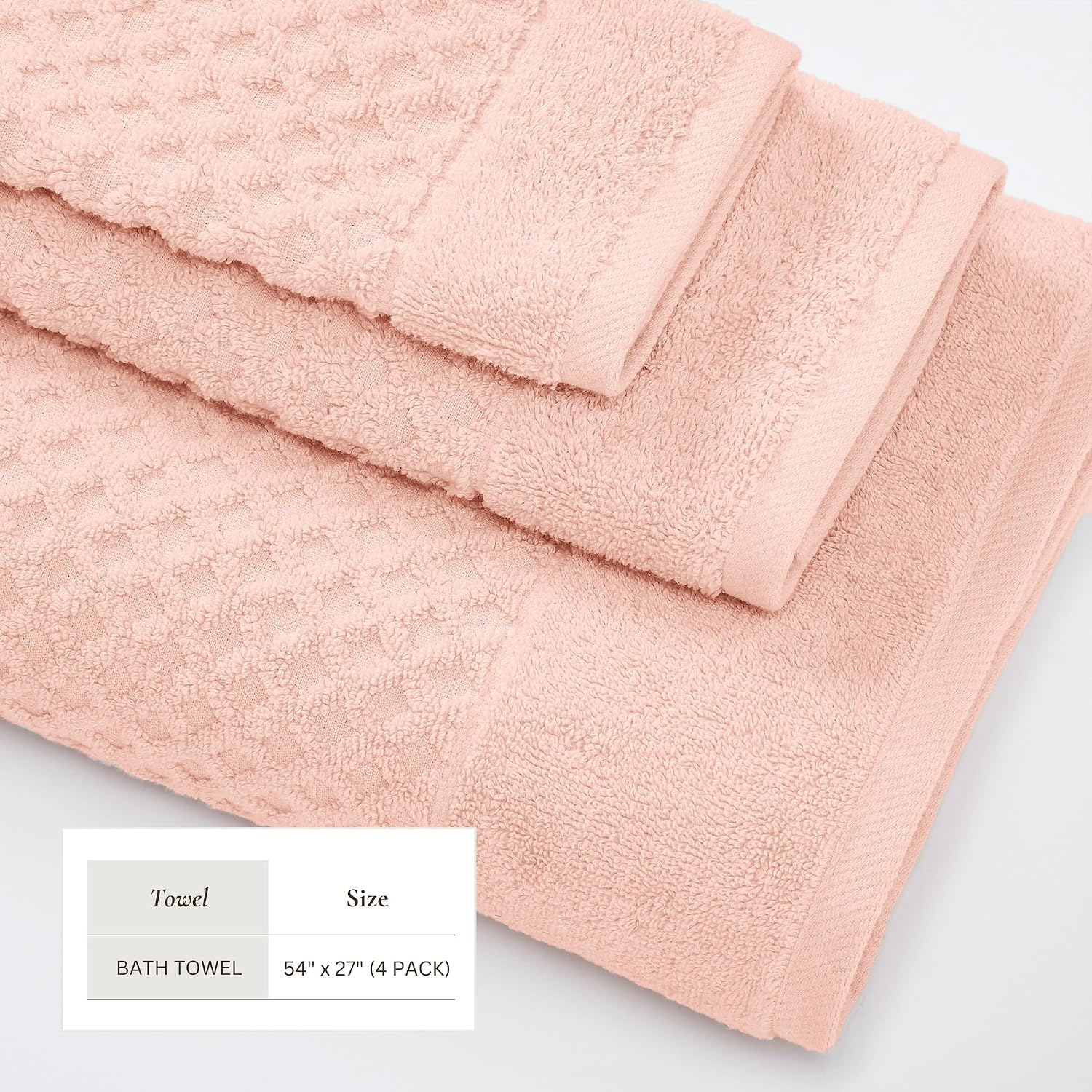 Great Bay Home Bath Towels - 100% Cotton 4 Pack 54x27 Bath Towel Set - Absorbent, Durable, Quick-Dry Towels for