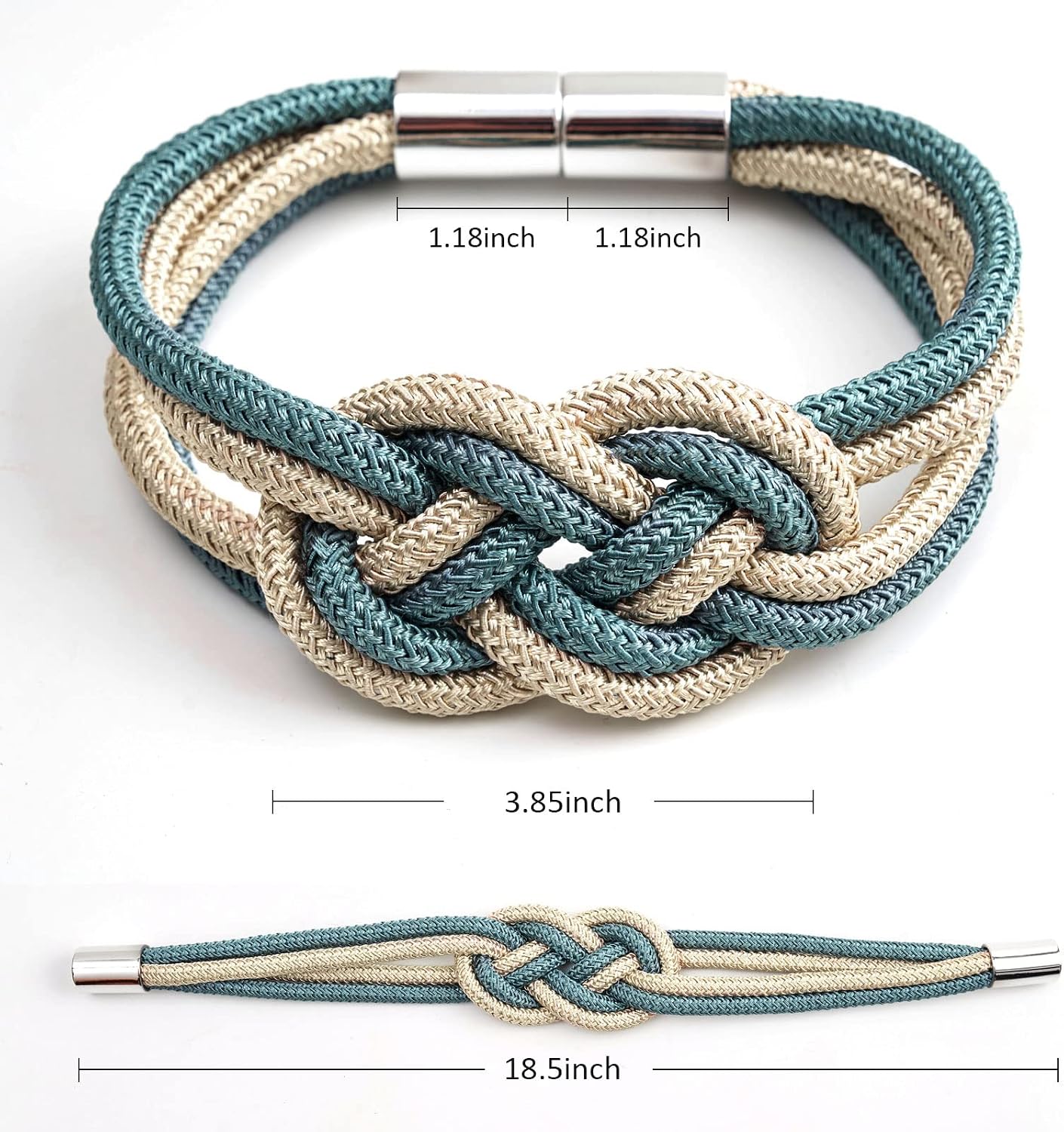 NICEEC 4 Pack Strong Magnetic Curtain Tiebacks Upgrade Nordic Simple Style Drape Tie Backs Double Color Weave Rope Knot