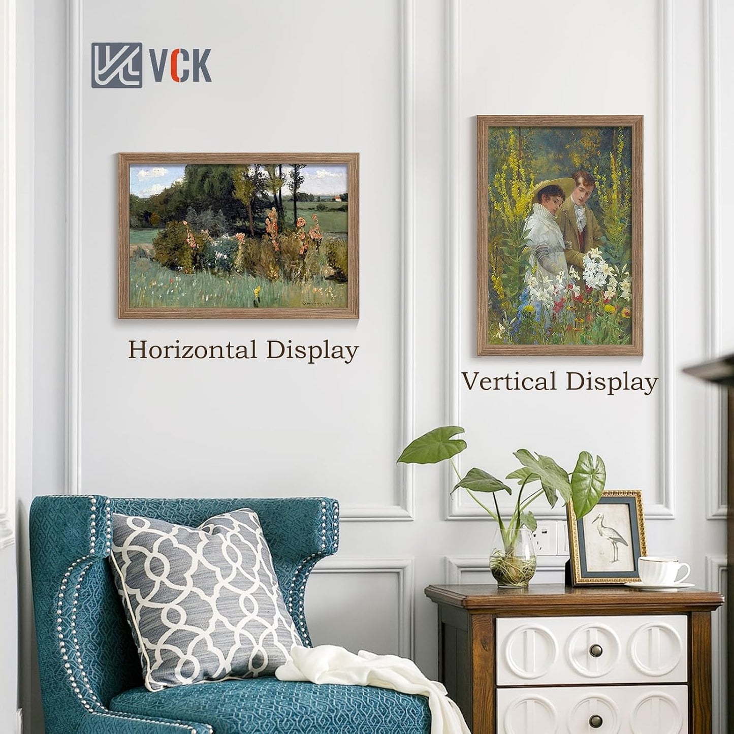 VCK 16x24 Frame Walnut 4 Pack, Wide Thick Wood Border, for Poster/Prints | Exclusive Woodgrain, Wall Hanging, HD