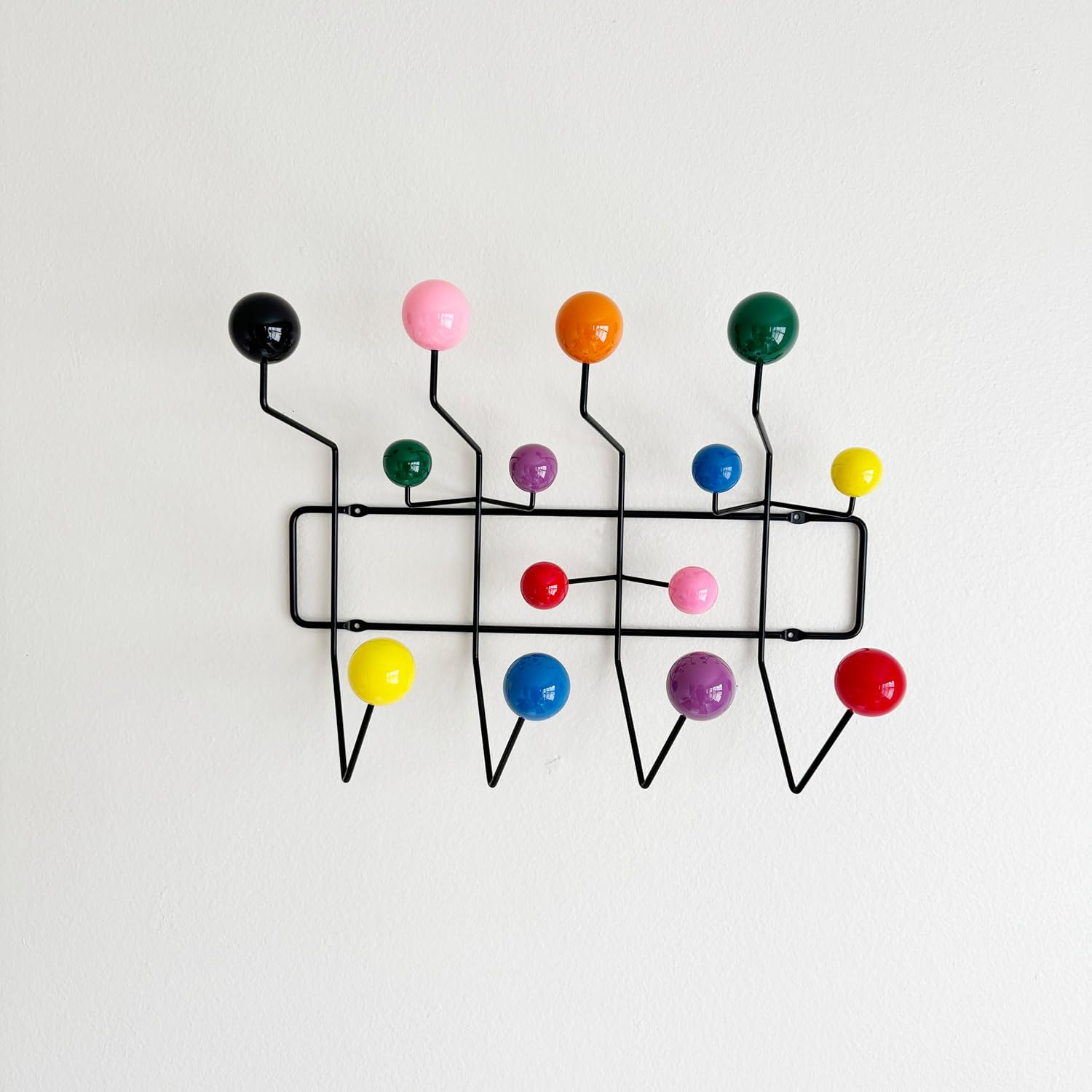 Mid Century Modern Bubble Wall Mounted Coat Rack, Color Ball Black Frame
