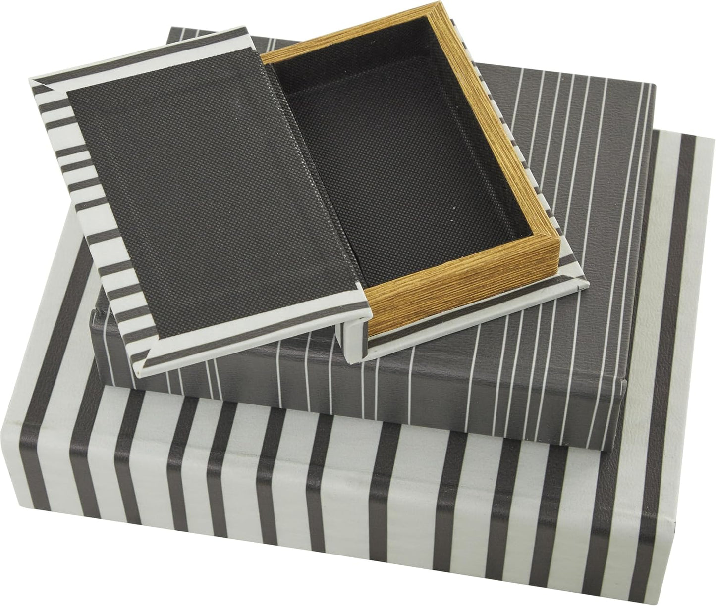 Faux Leather Decorative Box Faux Storage Book Book Shaped Boxes / White / 12", 9", 6"H / Set of 3