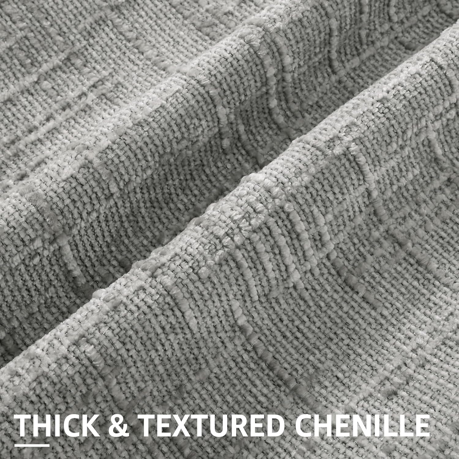 Fall Chenille Throw Pillow Covers Textured Soft Slubby Couch / Neutral Grey / 18 x 18 / Set of 2