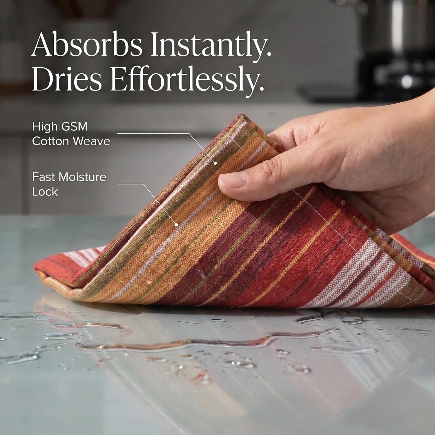 Urban Villa Kitchen Towel Cotton Dish Towel 20”x30” (Set of 6) Harvest Stripe