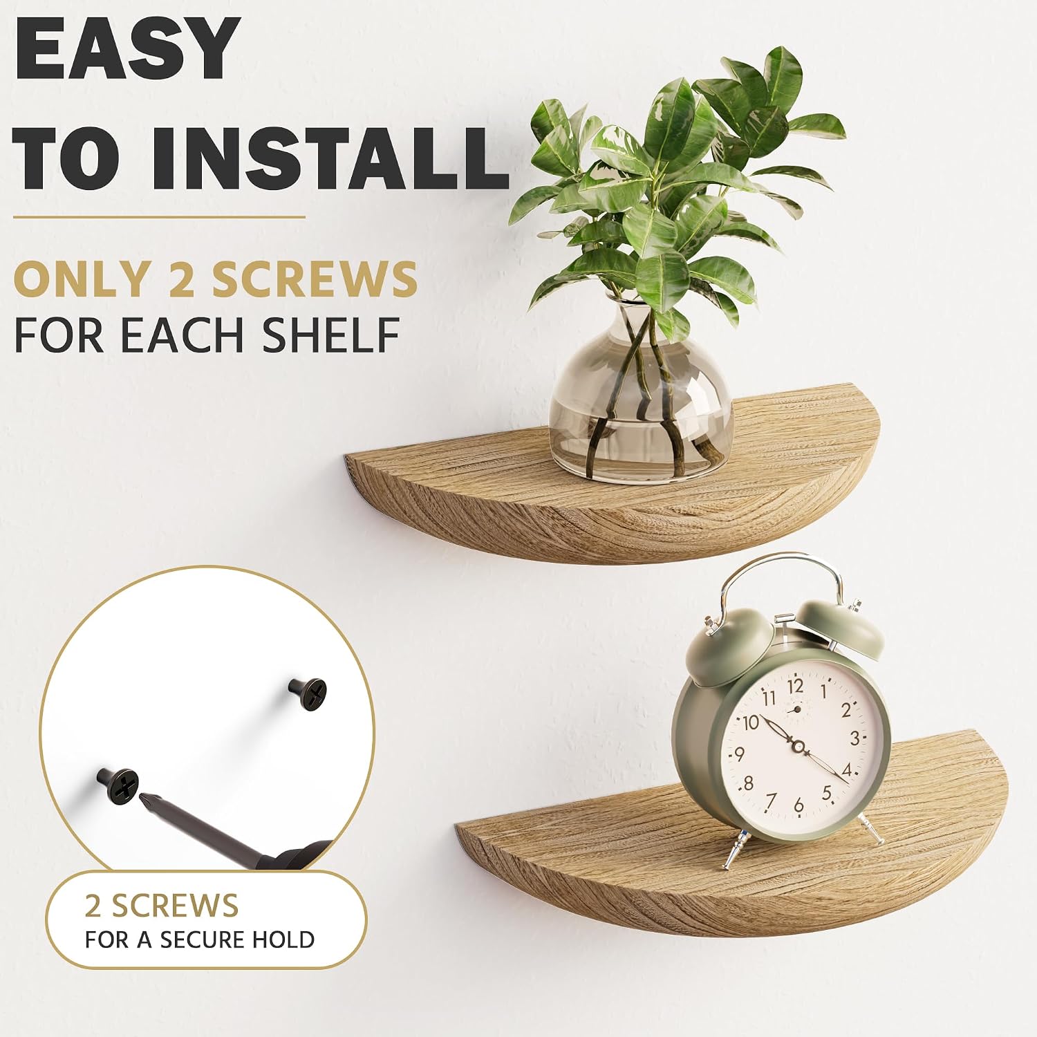 Elegant Floating Shelves / Light Brown / Screw Mount