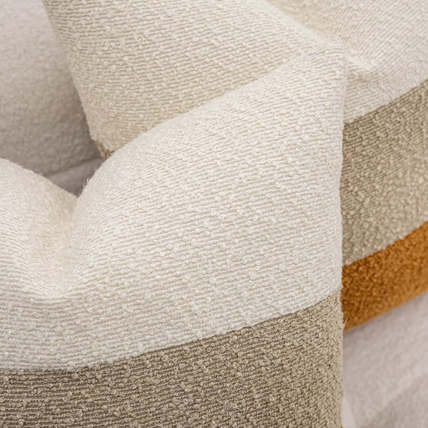 Decorative Textured Boucle Pillow Covers Modern / 18 x 18 / Cream/khaki/orange Brown / Set of 2