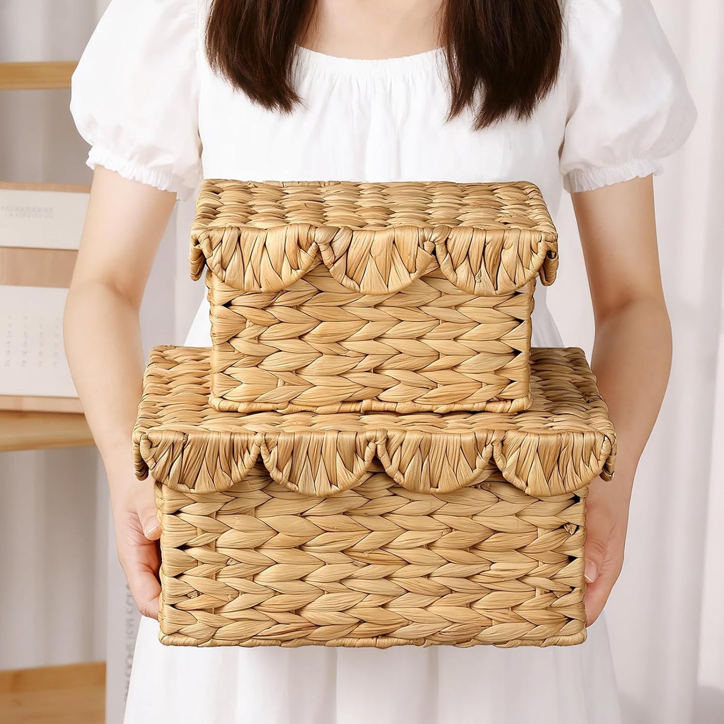 Rectangle Rattan Storage Basket / Set of 2