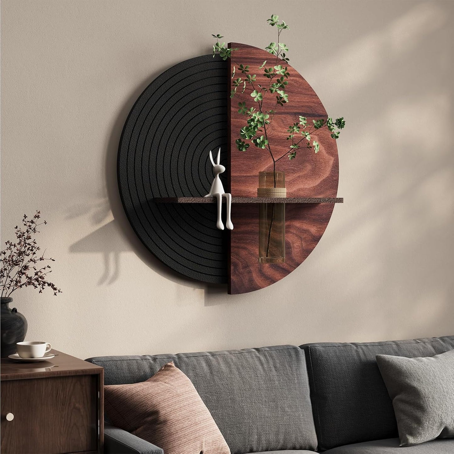 Modern Minimalist Geometric Black Brown Artwork / 24"L x 24"W / Black and Brown