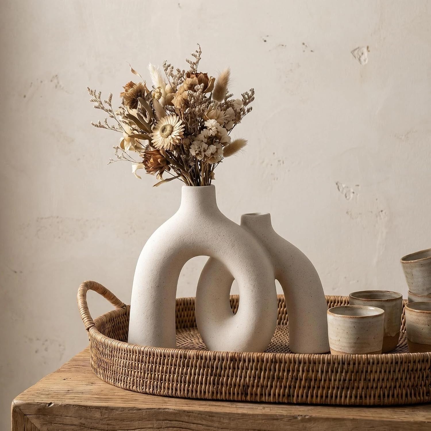 Modern Nordic Boho Vase Set / Beige-1
