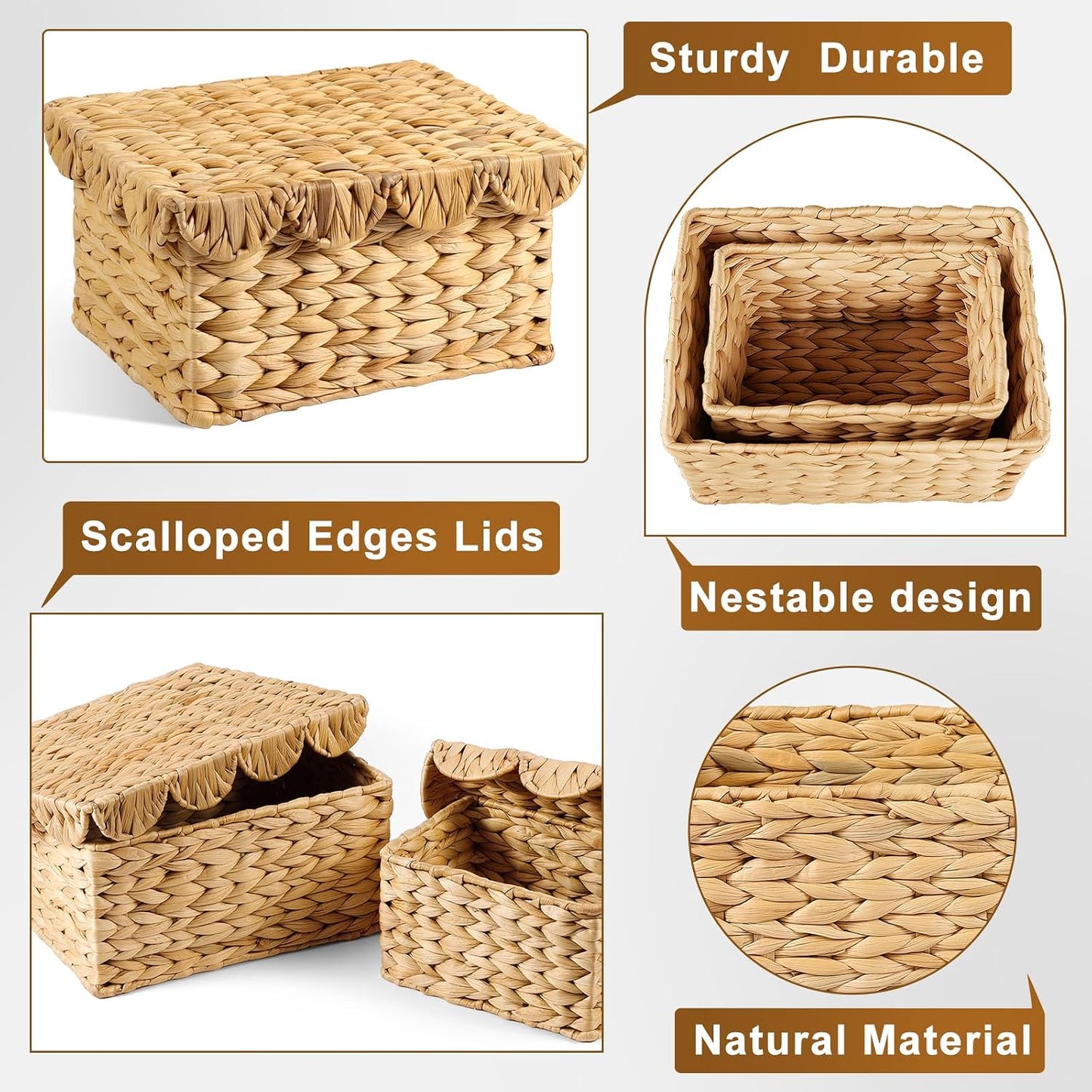 Rectangle Rattan Storage Basket / Set of 2