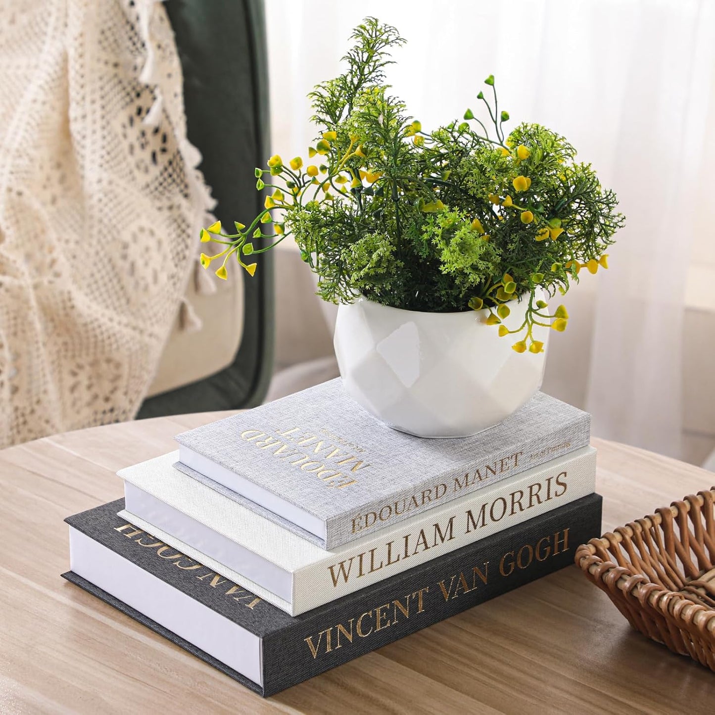 Linen Fake Books for Decoration Aesthetic Faux Book / Set of 3
