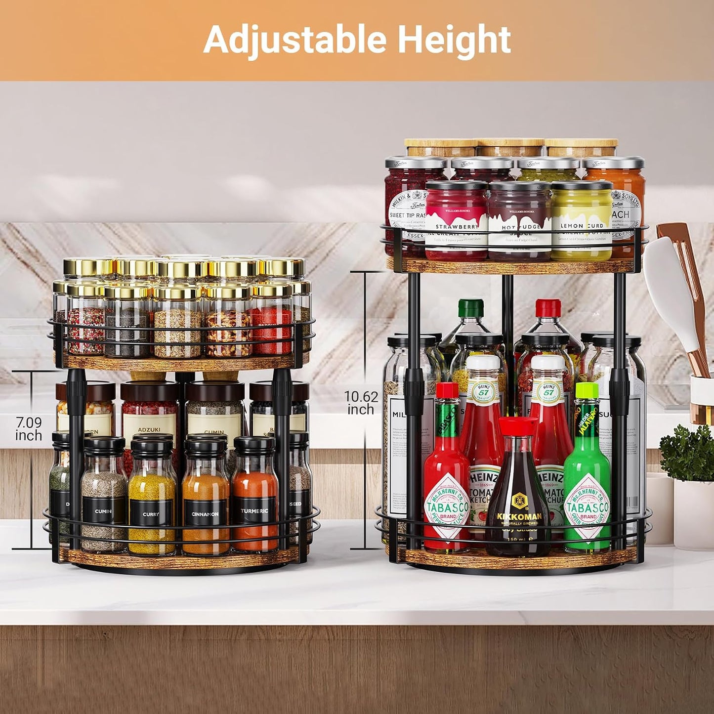 Across-Star Lazy-Susan-Organizer-Spice-Rack, Rotating Spice Organizer For Cabinet Pantry, Seasoning Holder Spice Shelf
