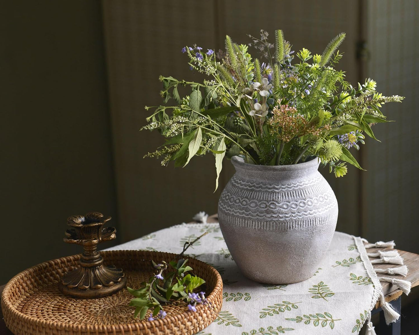 Ceramic Rustic Farmhouse Vase / Gray